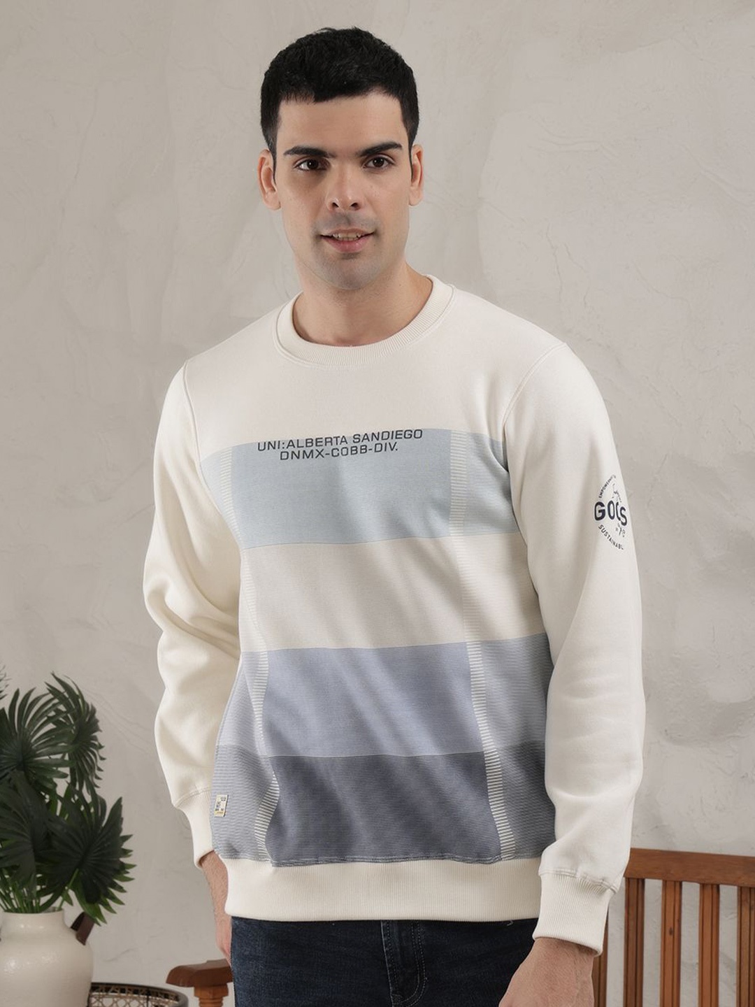 

COBB Men Printed Sweatshirt, Cream