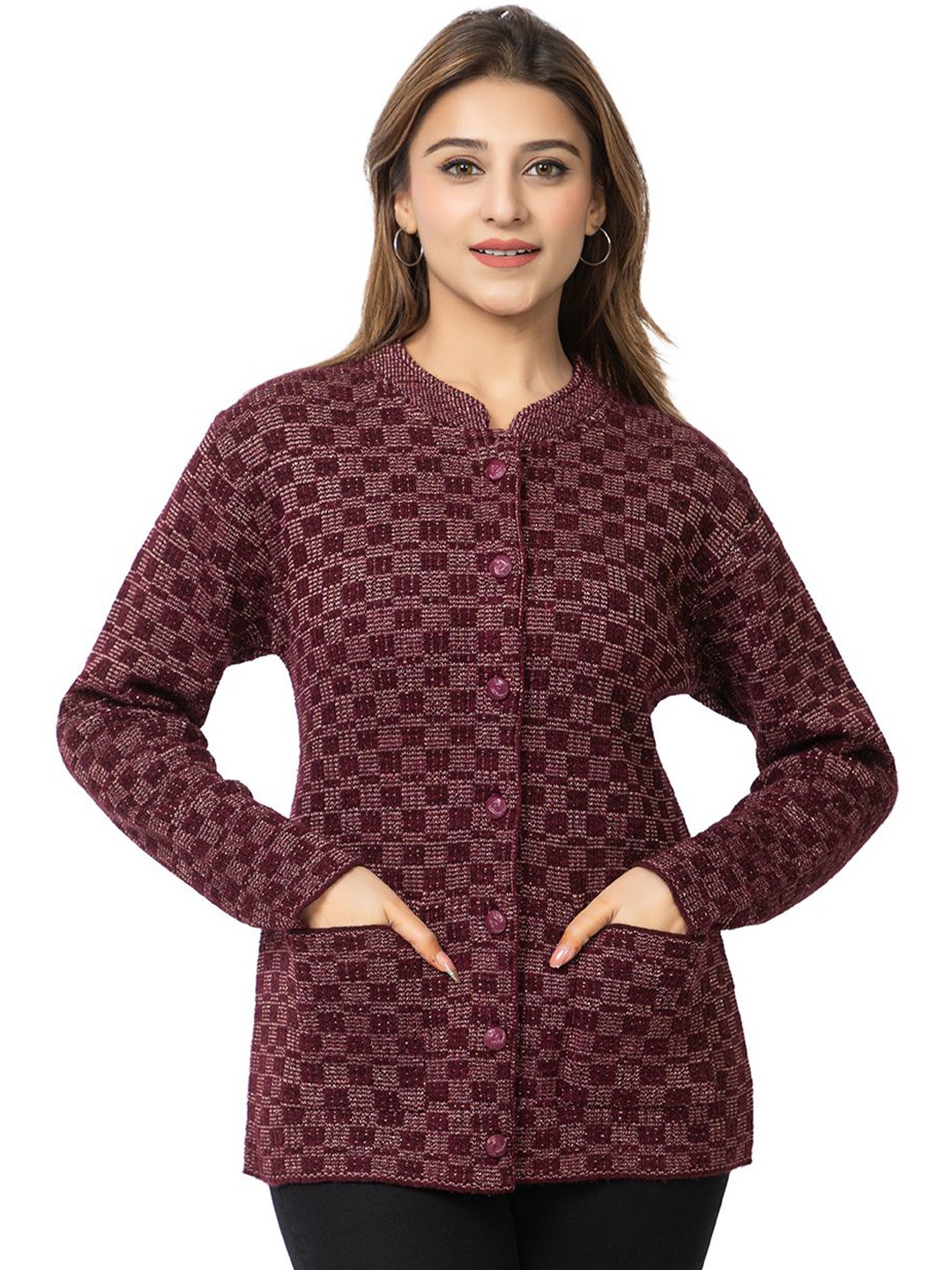 

TWENTY ME Women Embroidered Cardigan, Maroon