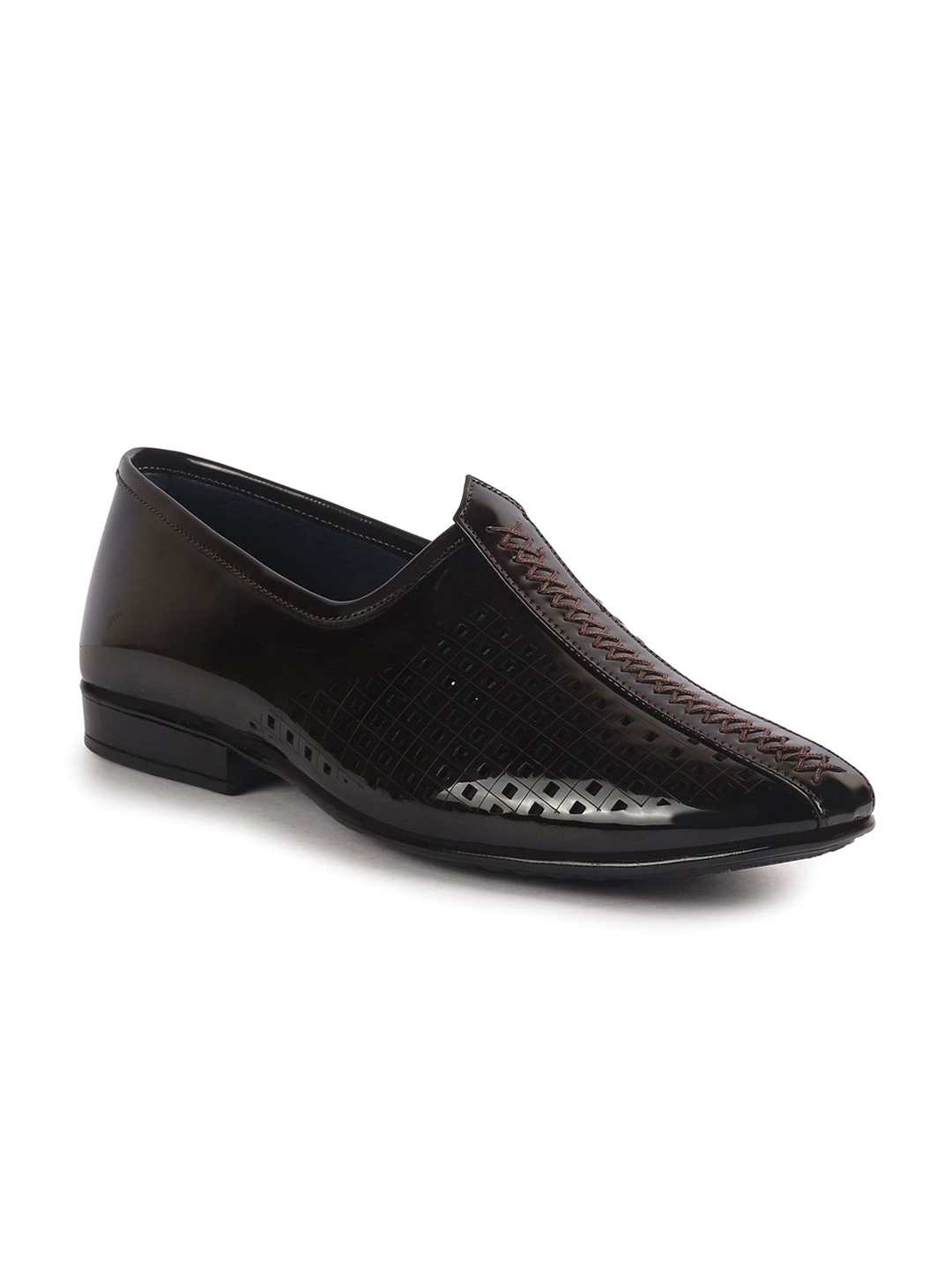 

FAUSTO Men Patent Leather Slip-On Mojaris, Brown