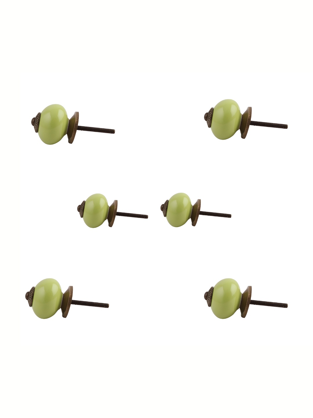 

Indianshelf 6-Pcs Green & Brown Round Ceramic Knobs