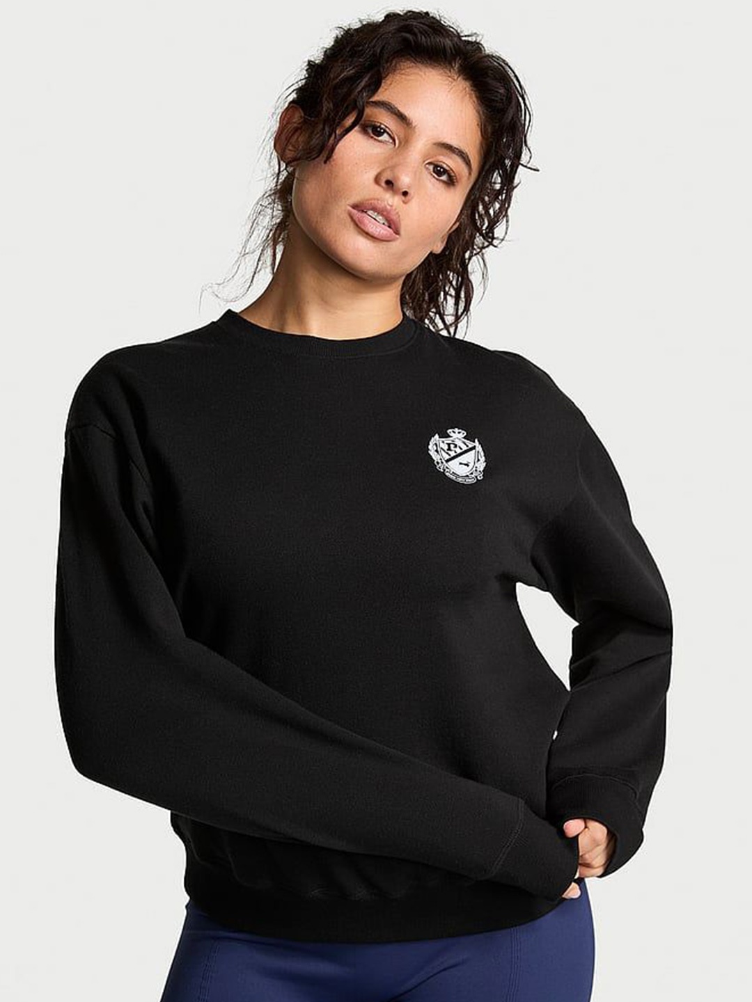 

Victoria's Secret Women Round Neck Cotton Sweatshirt, Black