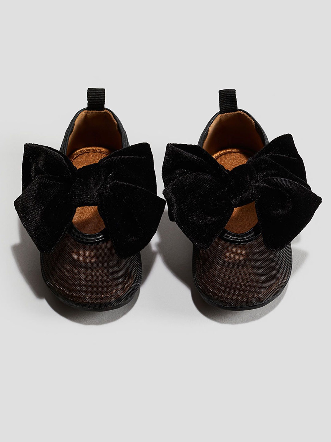 

H&M Girls Velvet-Bow Ballet Pumps Flats, Black