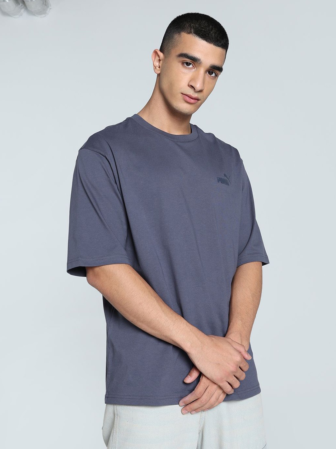 

Puma Men Elevated No.1 Logo Boxy Cotton Oversized Tee, Grey