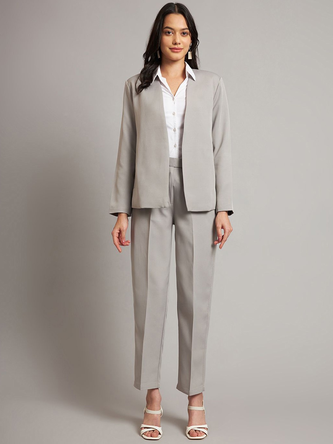 

BRINNS Women Front-Open Two-Piece Suit, Grey