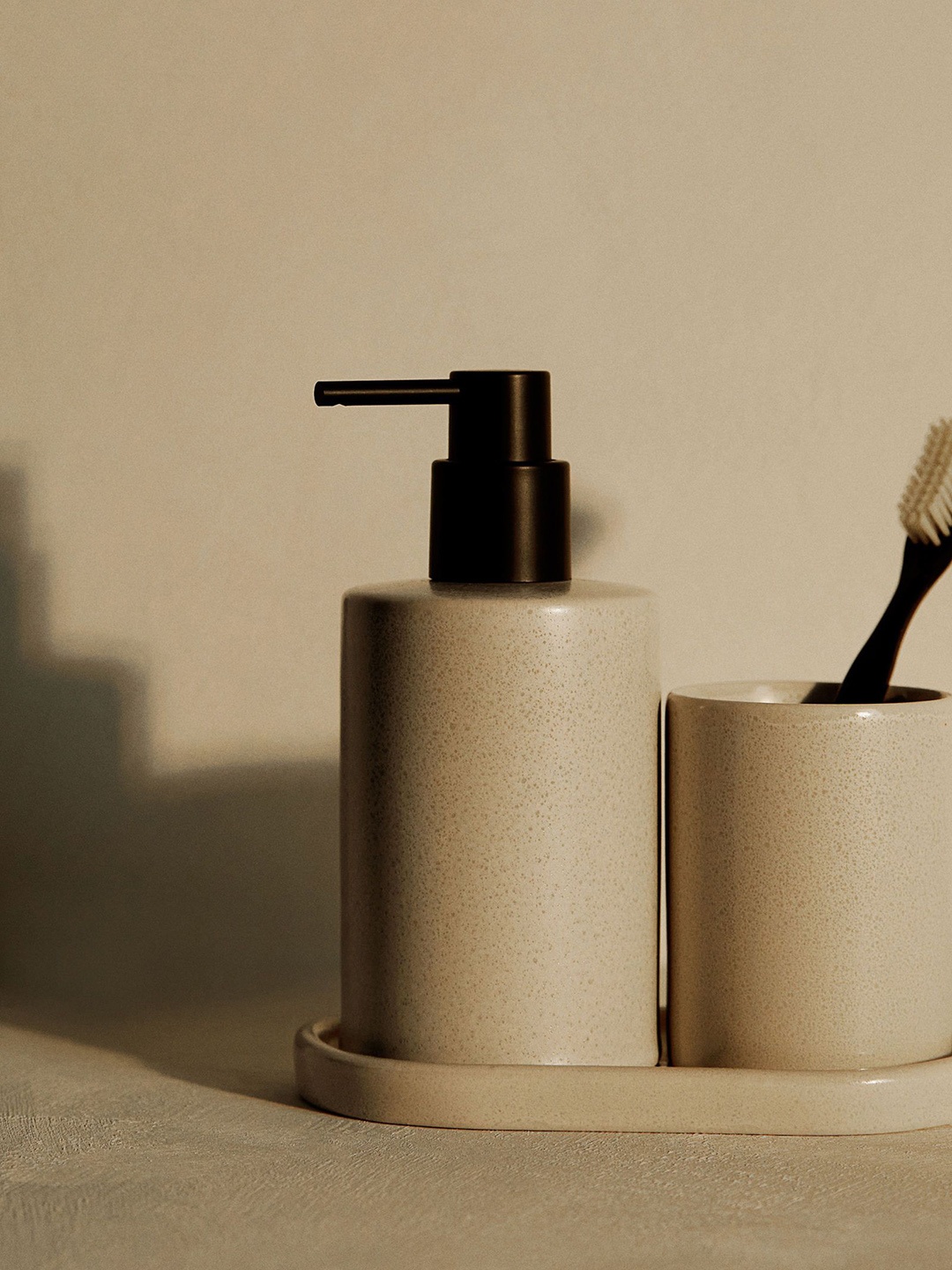 

H&M Beige Stoneware Soap Dispenser