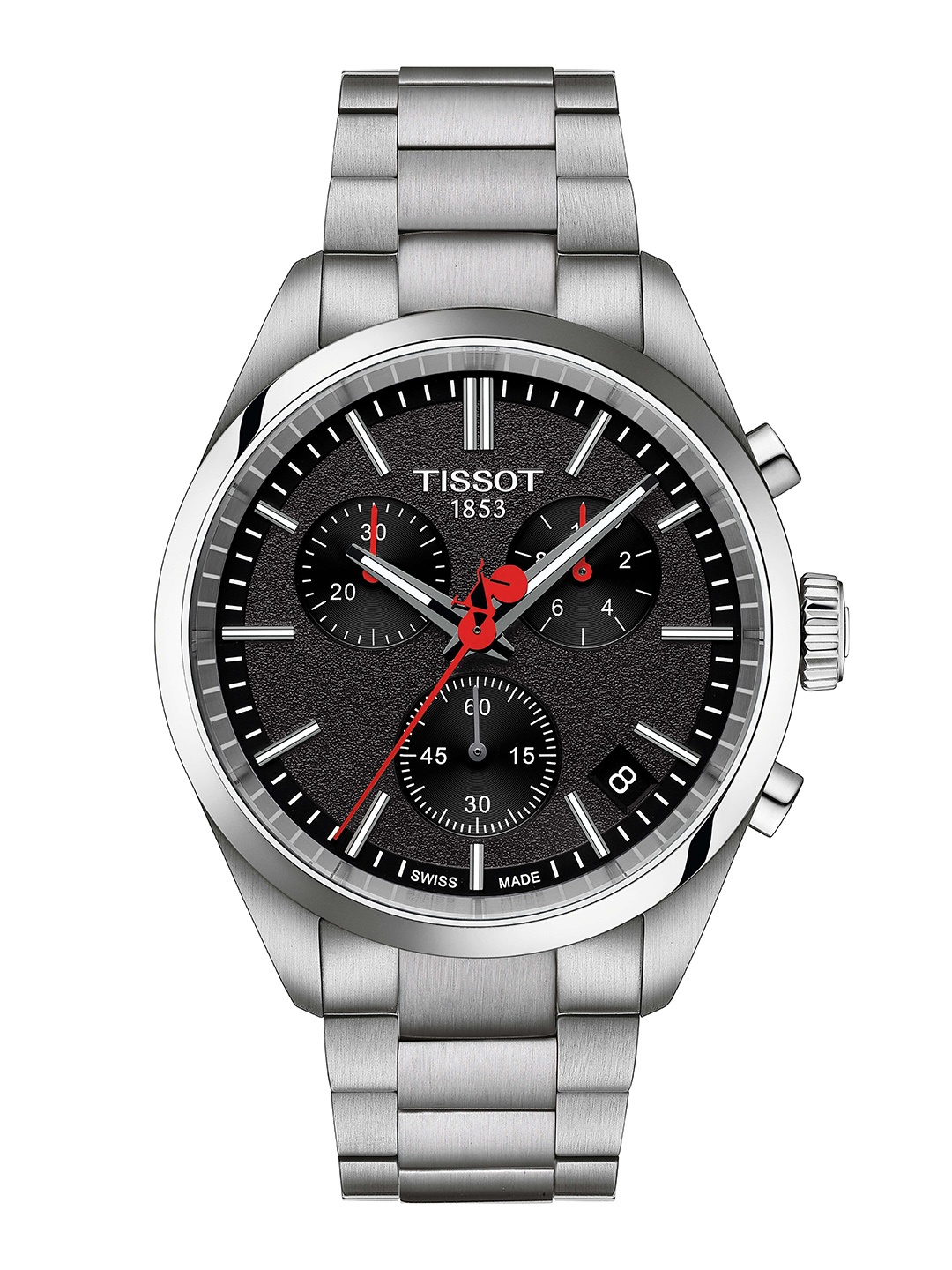 

TISSOT Men Dial & Leather Bracelet Style Straps Analogue Watch, Black