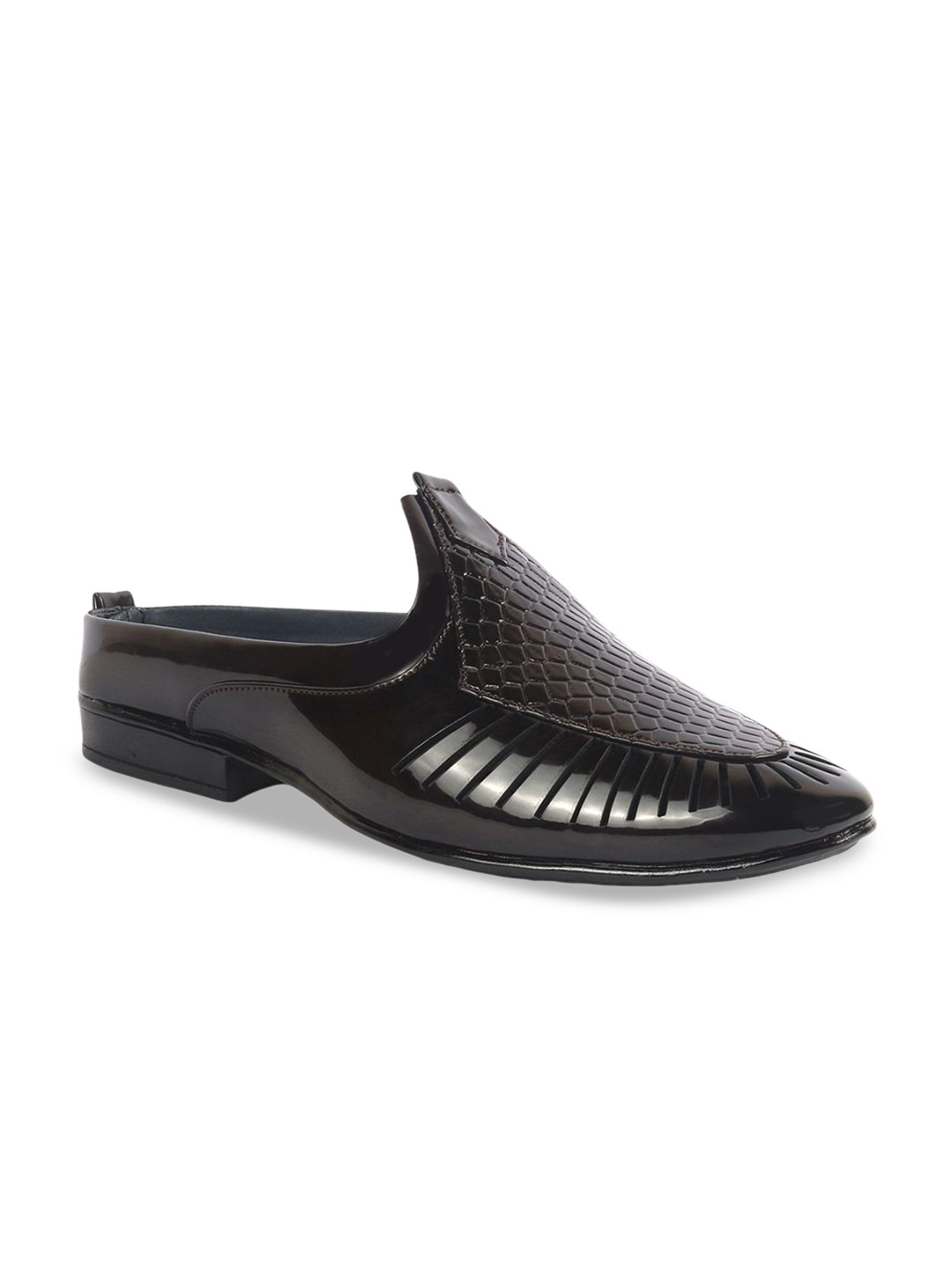 

FAUSTO Men Textured Lightweight Mojaris, Brown