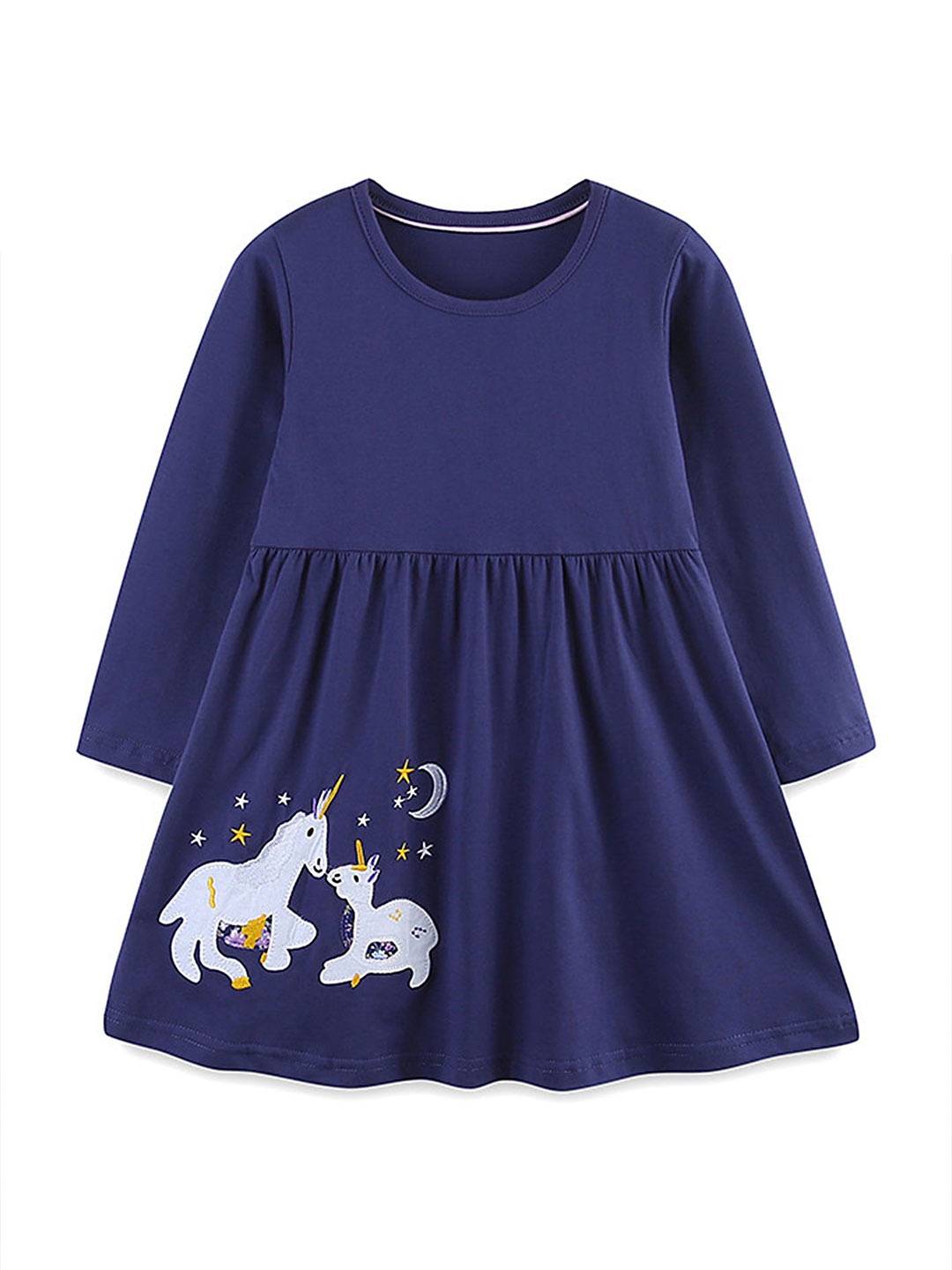 

LULU & SKY Girls Cotton A-Line Dress, Blue