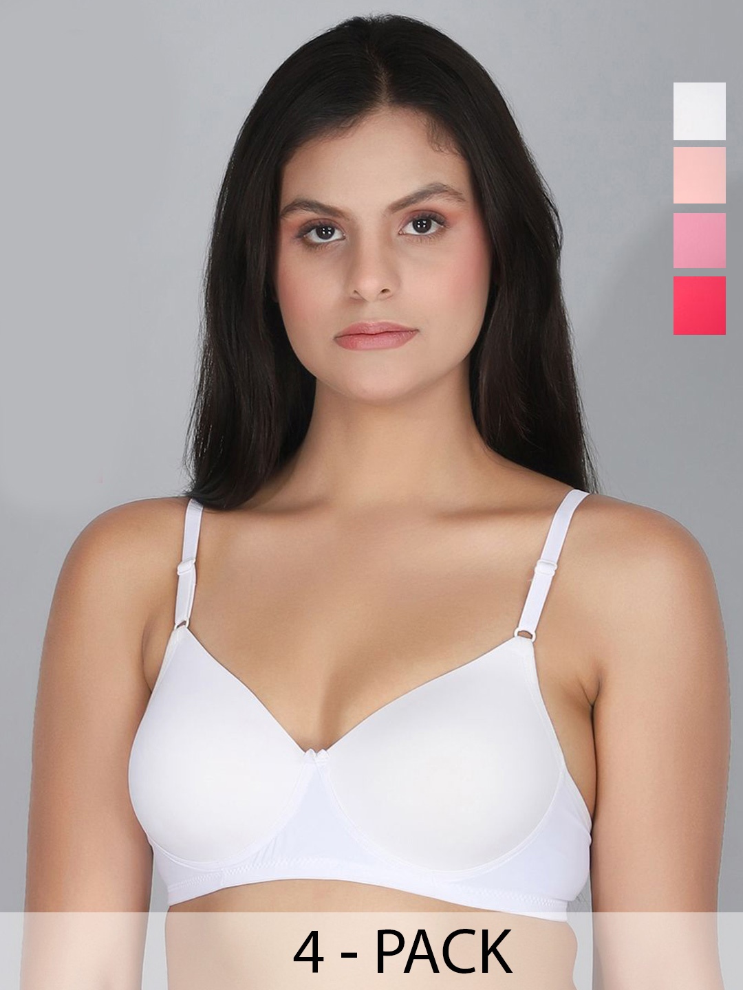 

StyFun Pack Of 4 Full Coverage Lightly Padded Everyday Bra, Pink