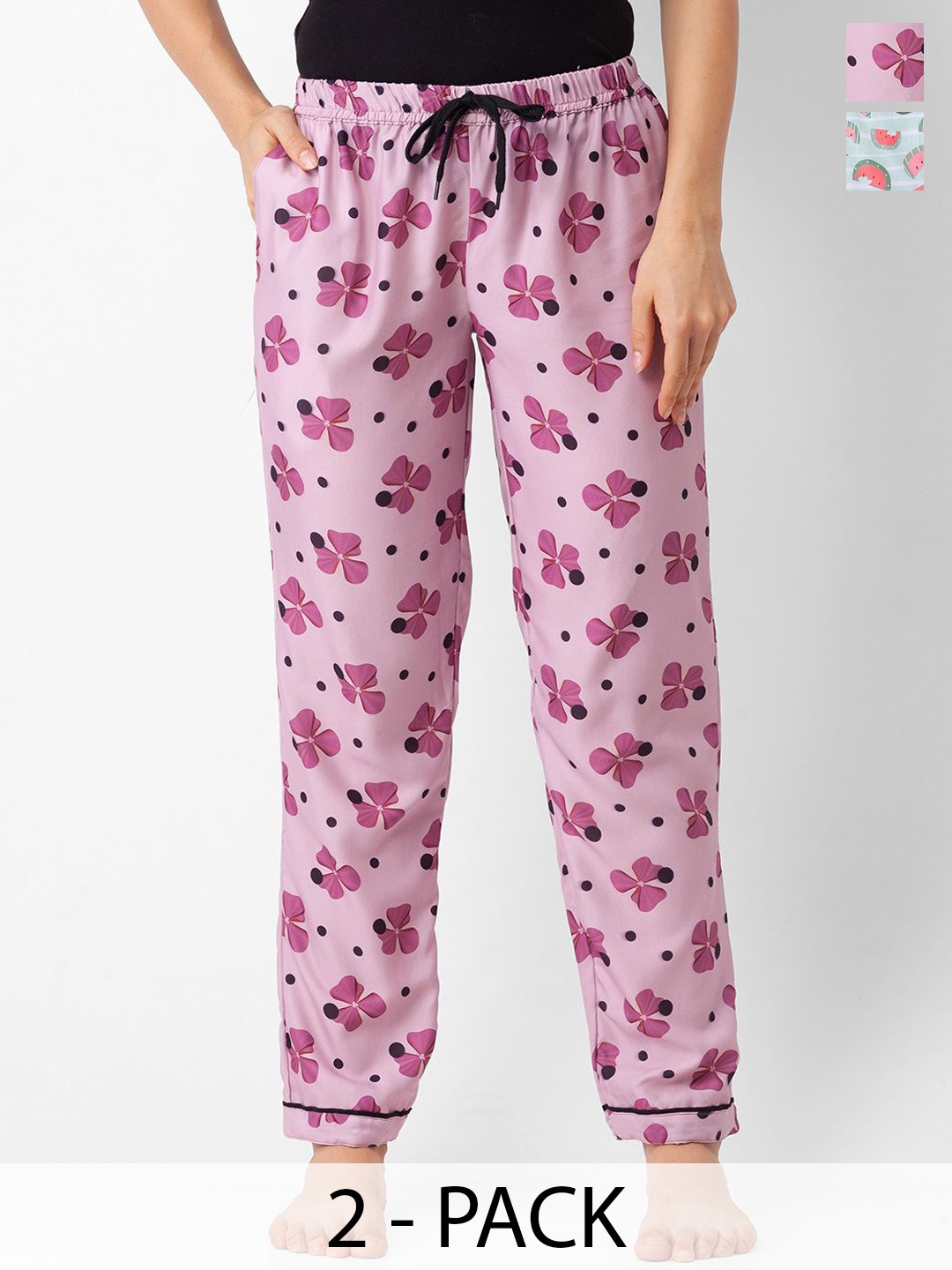 

FashionRack Women Pack Of 2 Printed Lounge Pants, Pink