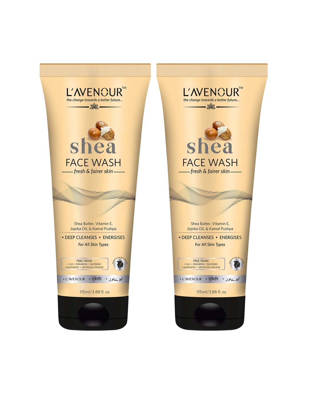 

L'AVENOUR Set Of 2 Shea Face Wash With Vitamin E & Shea Butter- 115 ml Each, White