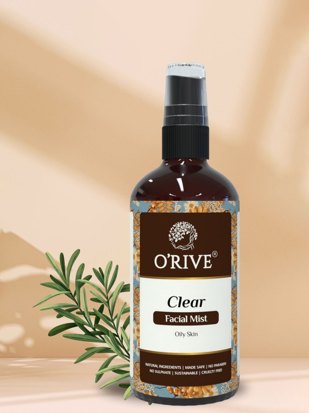 

ORIVE ORGANICS Clear Facial Mist With Rosemary & Tea Tree For Oily Skin - 100 ml, Transparent