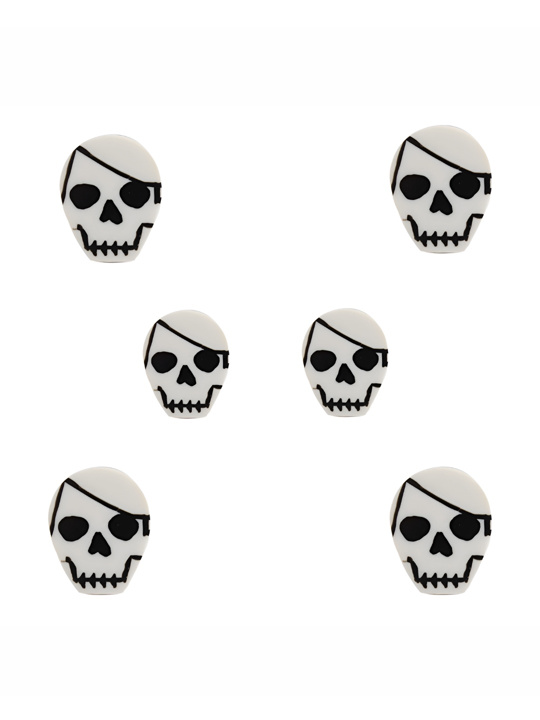 

Indianshelf 6Pcs White & Black Textured Resin Skull Knobs
