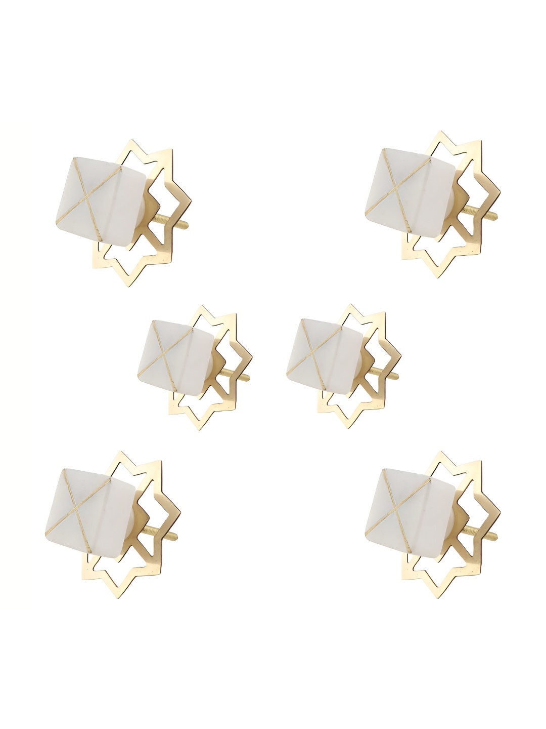 

Indianshelf 6Pcs White Textured Square Knobs