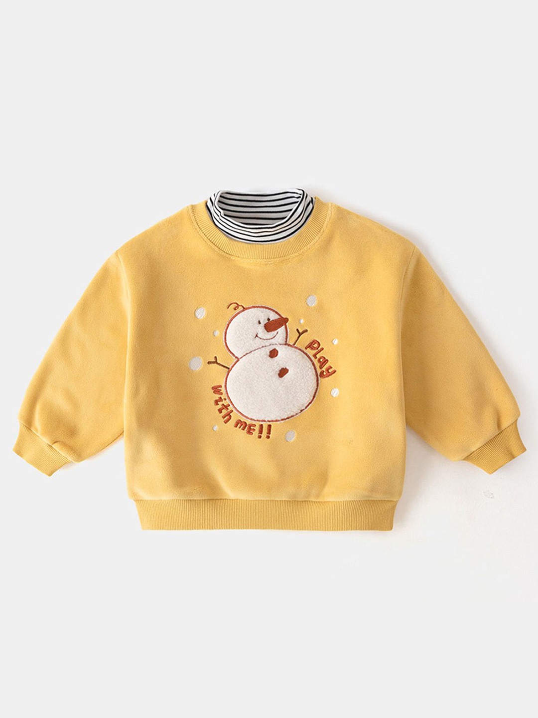 

LULU & SKY Boys Self Design Applique Drop-shoulder Sweatshirt, Yellow