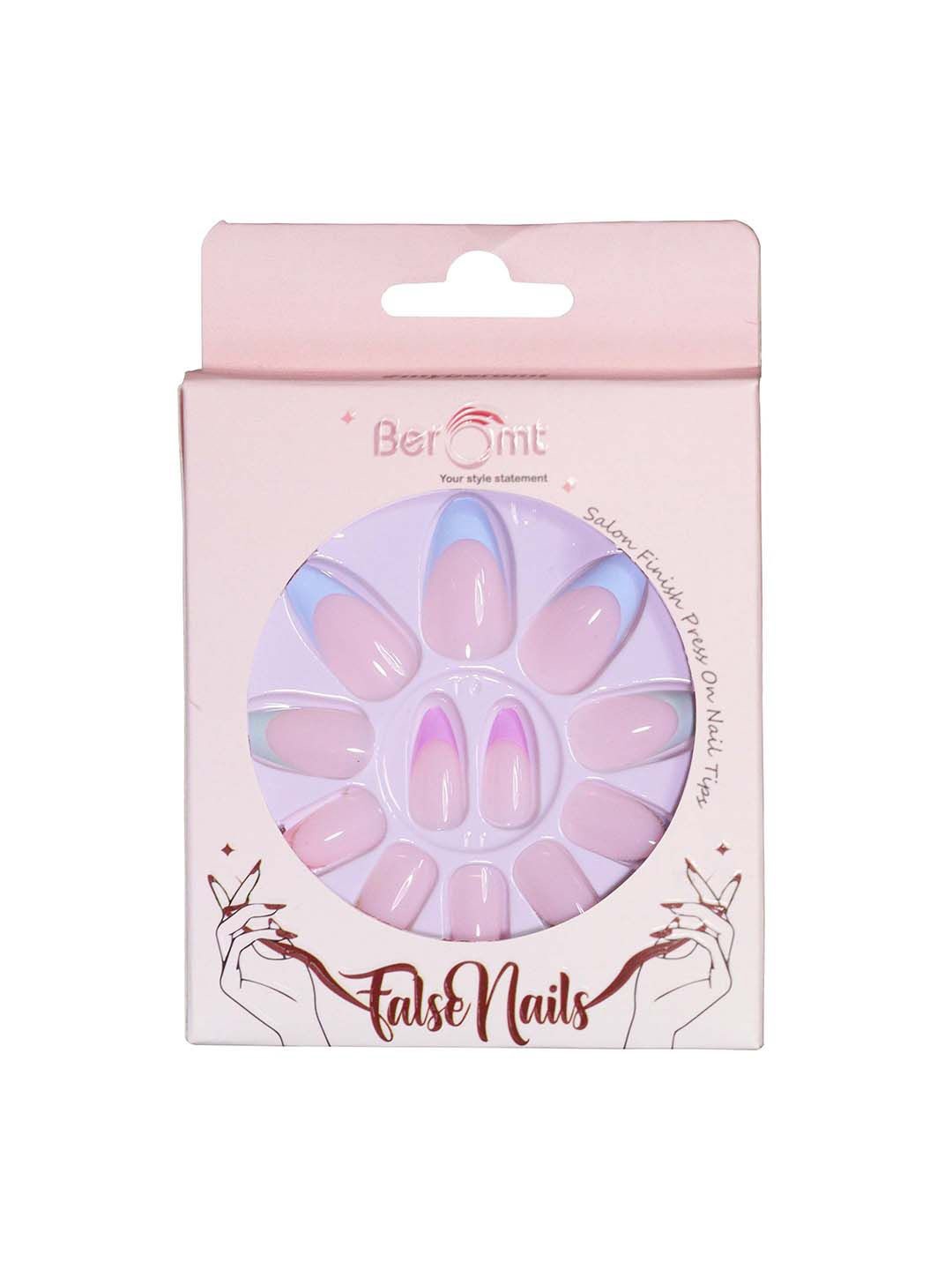 

BEROMT Set Of 16 Salon Finish Press On Nail Tip With Application Kit - BFN313FN, Pink