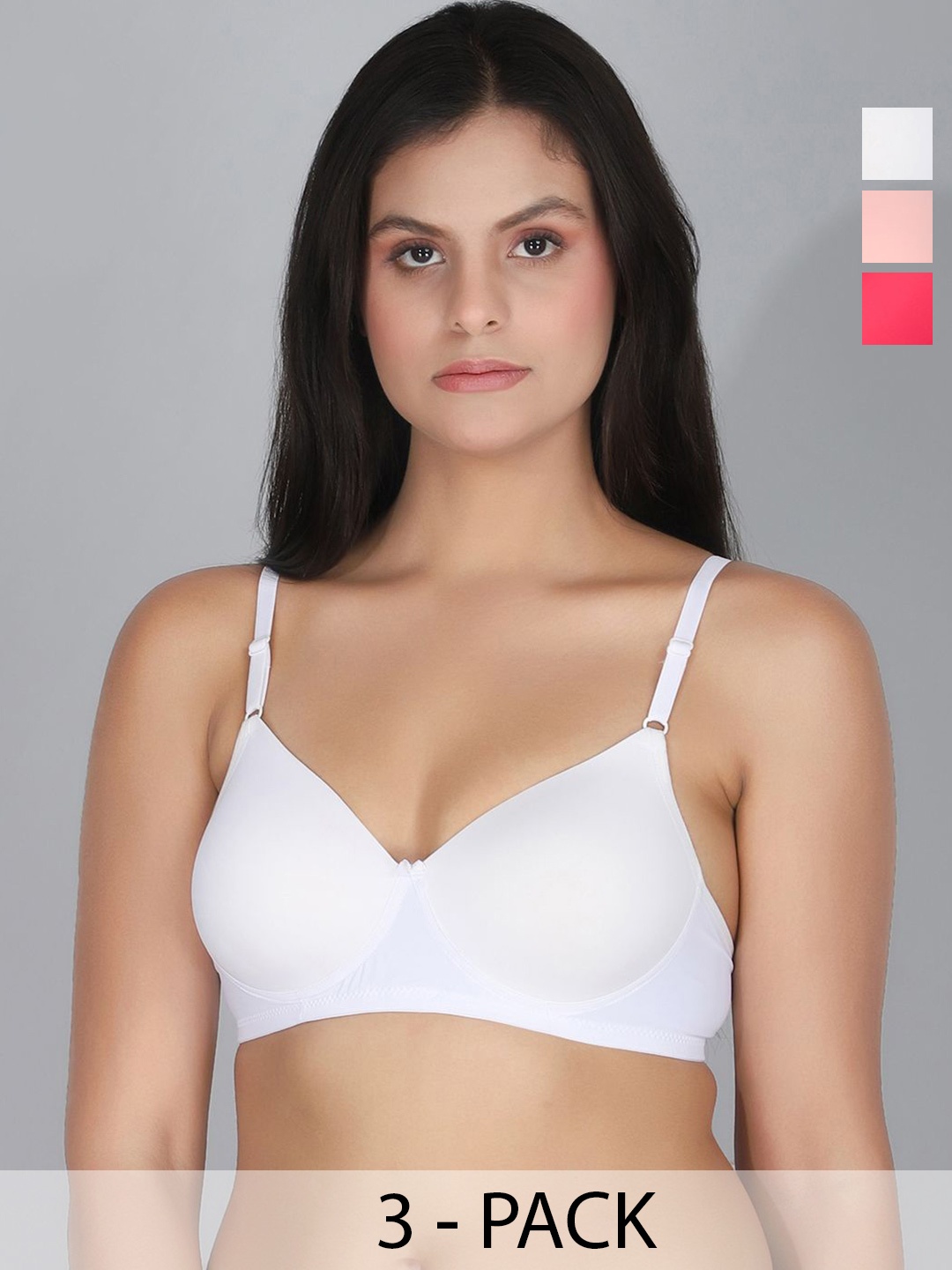 

StyFun Pack Of 3 Full Coverage Lightly Padded Everyday Bra, White
