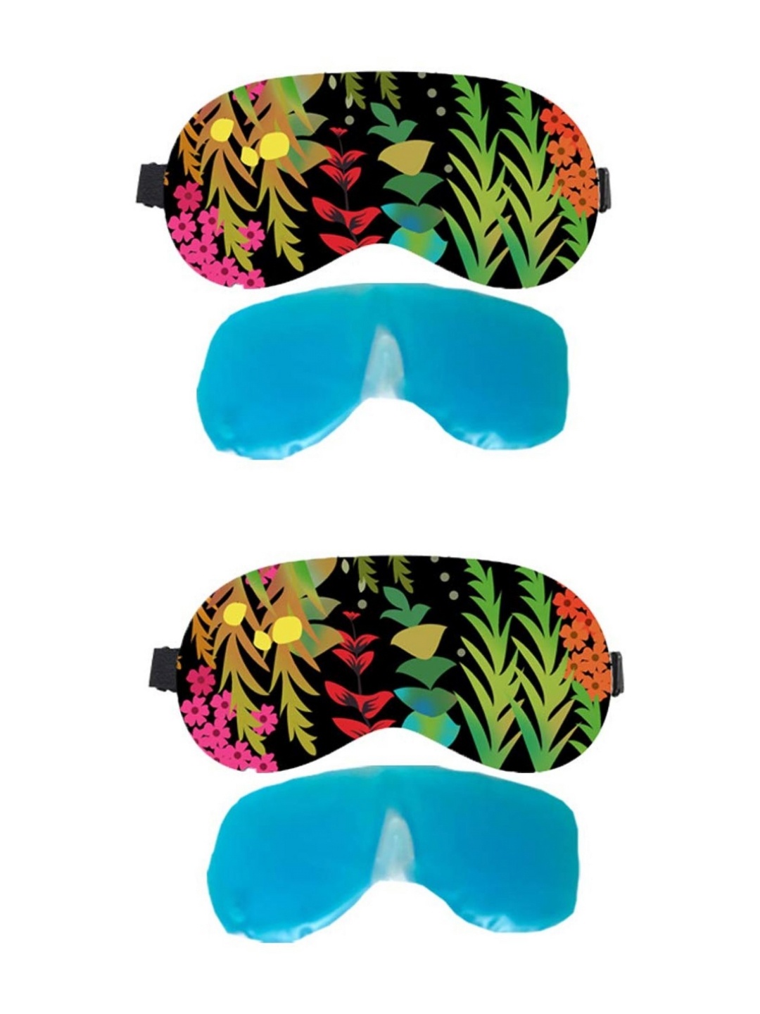 

Lushomes 4-Pcs Printed Velvet Eye Mask & Gel Tube, Black