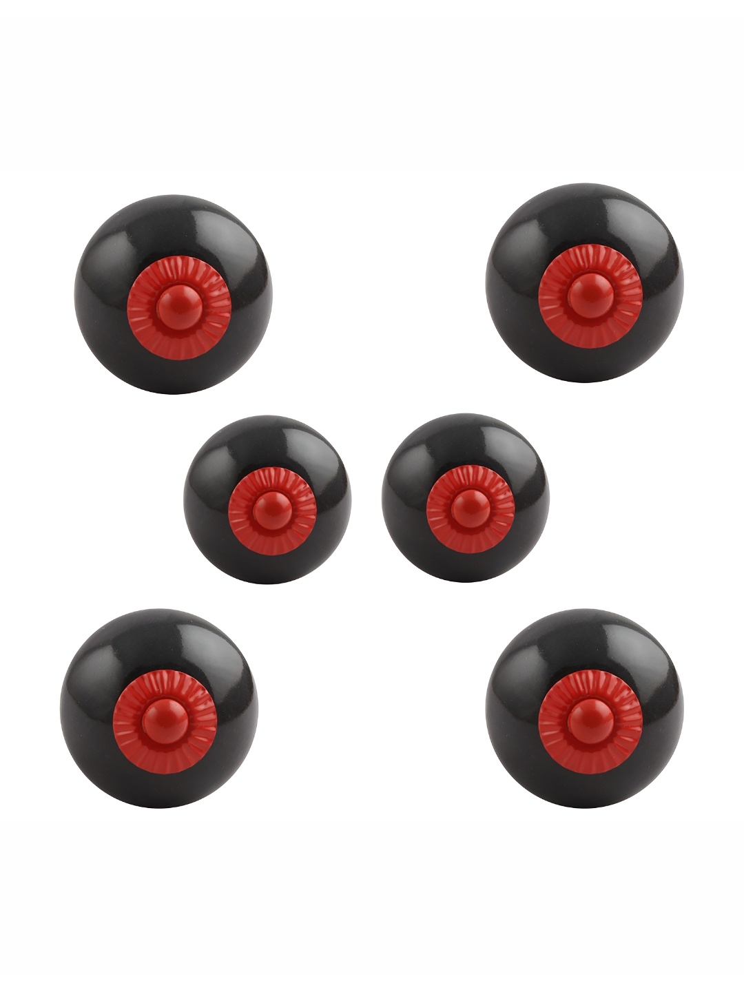 

Indianshelf Black & Red 6 Pieces Printed Ceramic Knobs