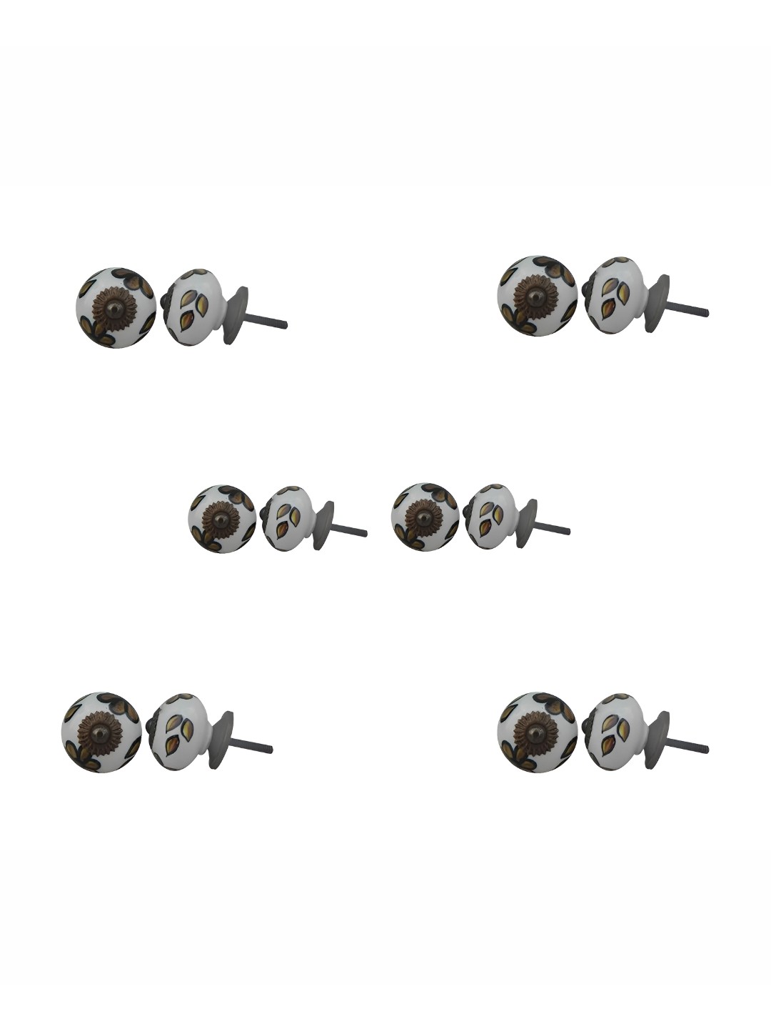 

Indianshelf 6-Pcs White & Black Hibiscus Printed Ceramic Knobs