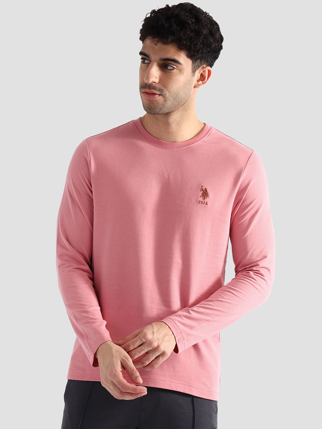 

U.S. Polo Assn. Round Neck Pure Cotton Lounge T-Shirt, Pink