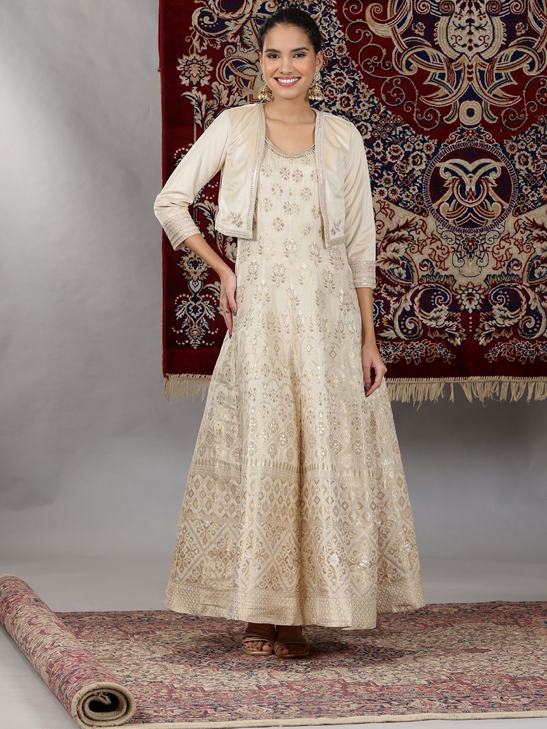 

AURELIA Ethnic Motifs Maxi Dress, Off white