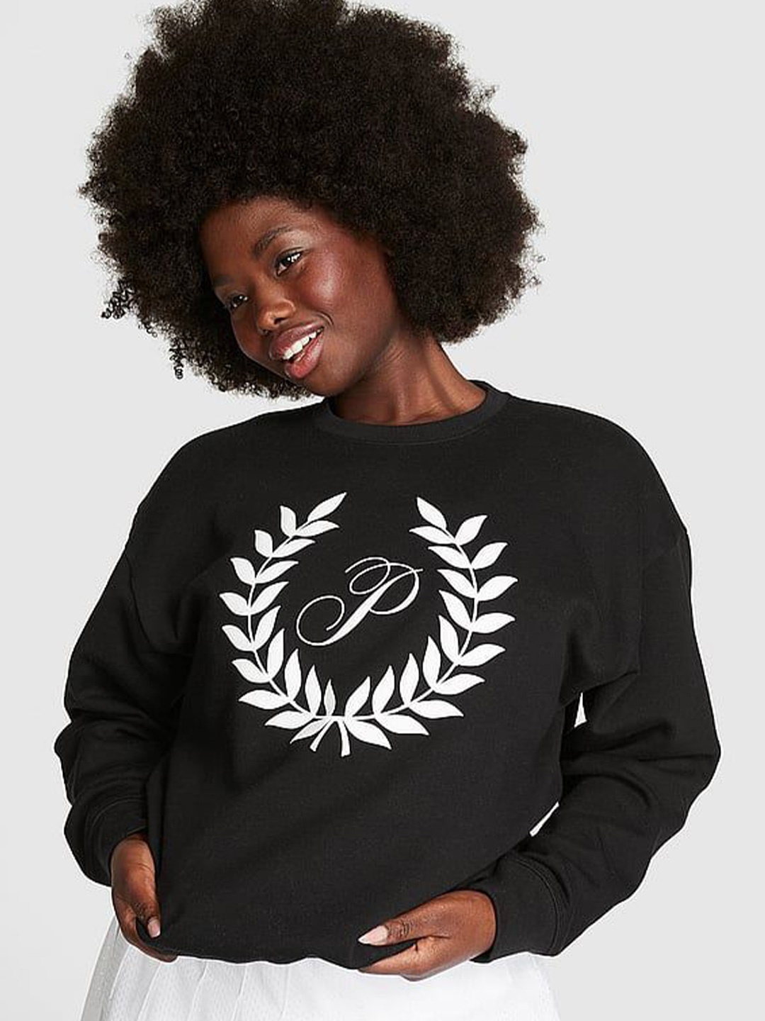 

Victoria's Secret Women Round Neck Cotton Sweatshirt, Black