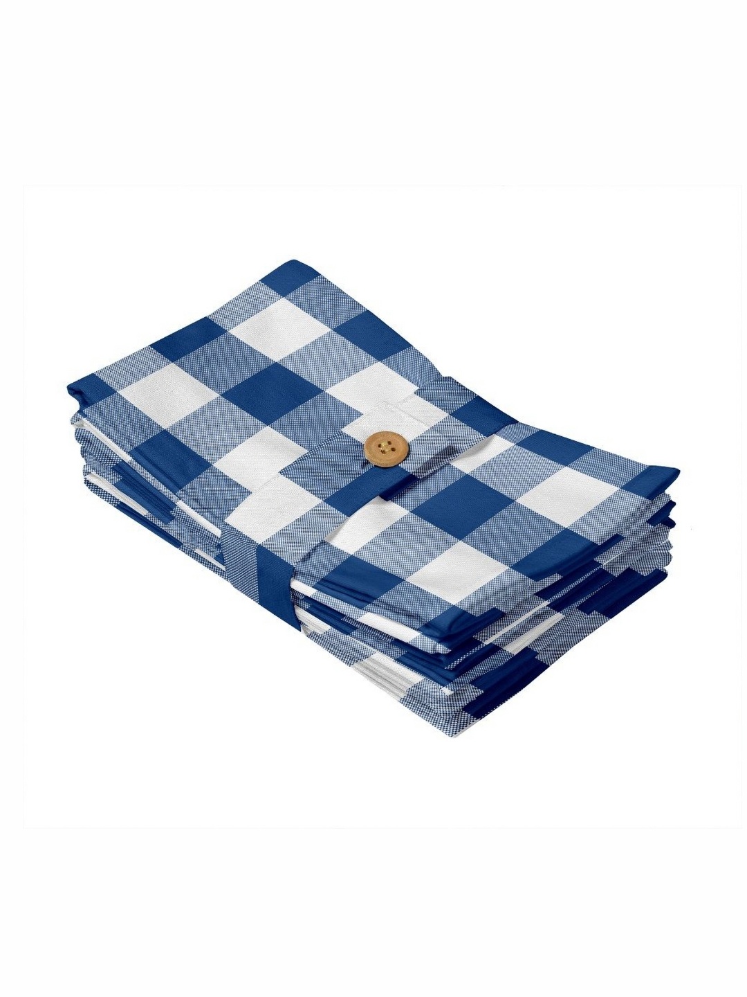 

Lushomes Set Of 6 Blue & White Checked Pure Cotton Kitchen Towels