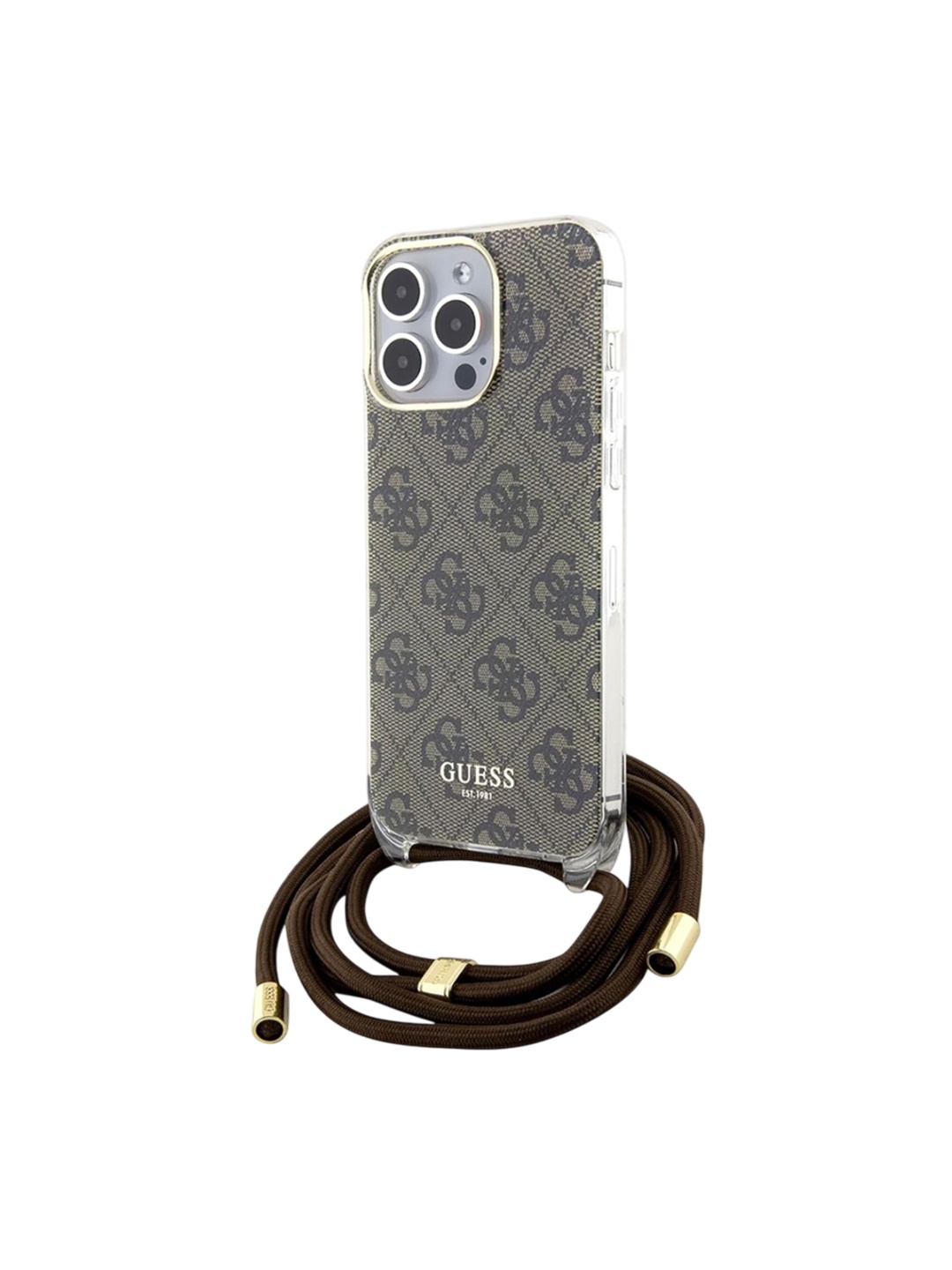 

CG MOBILE Brown Guess Print Iphone 15 Pro Max Hc Crossbody Cord 4g