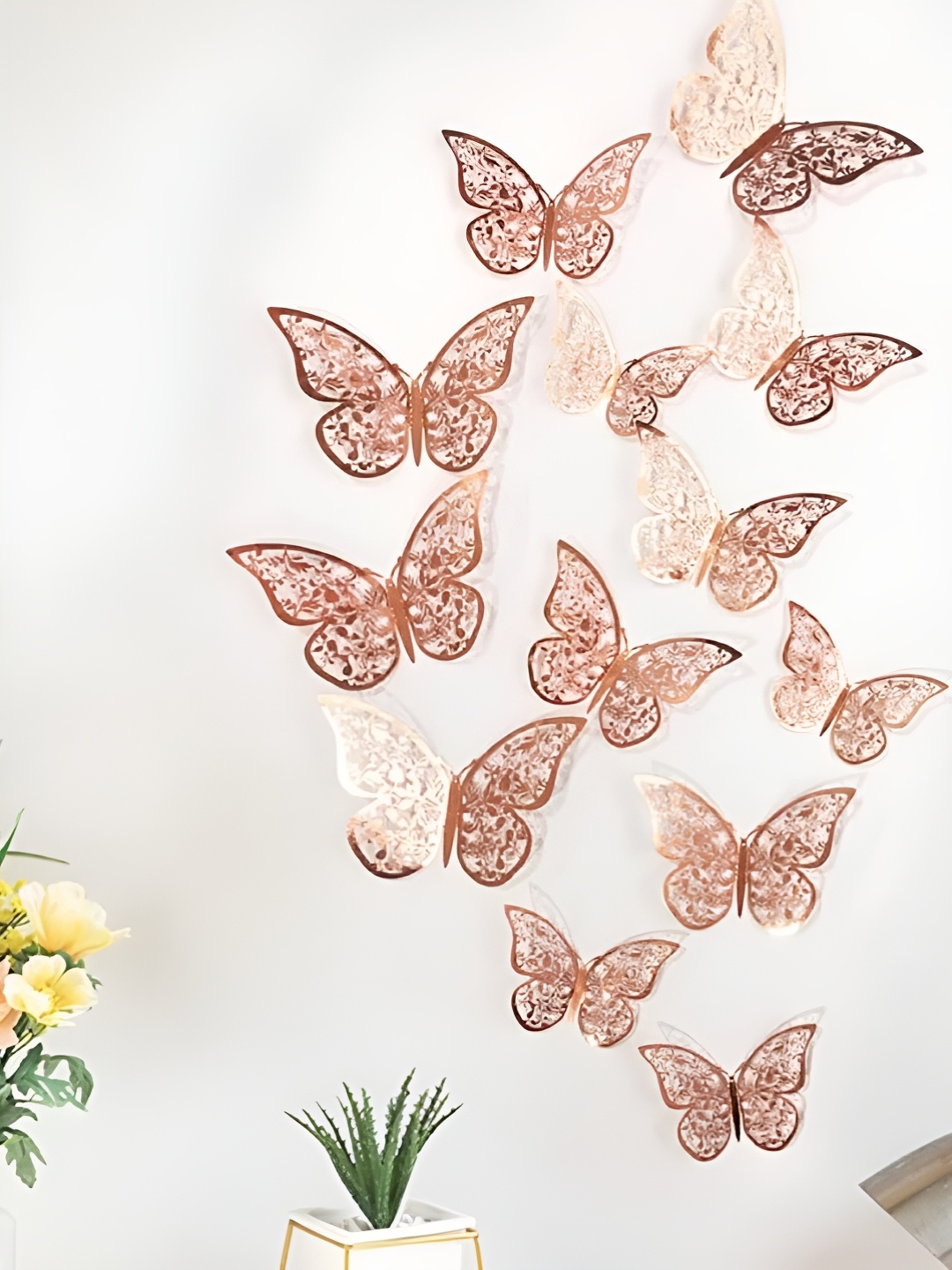 

Asian Royal Beige 12 Pieces 3D Butterfly Wall Stickers, Copper