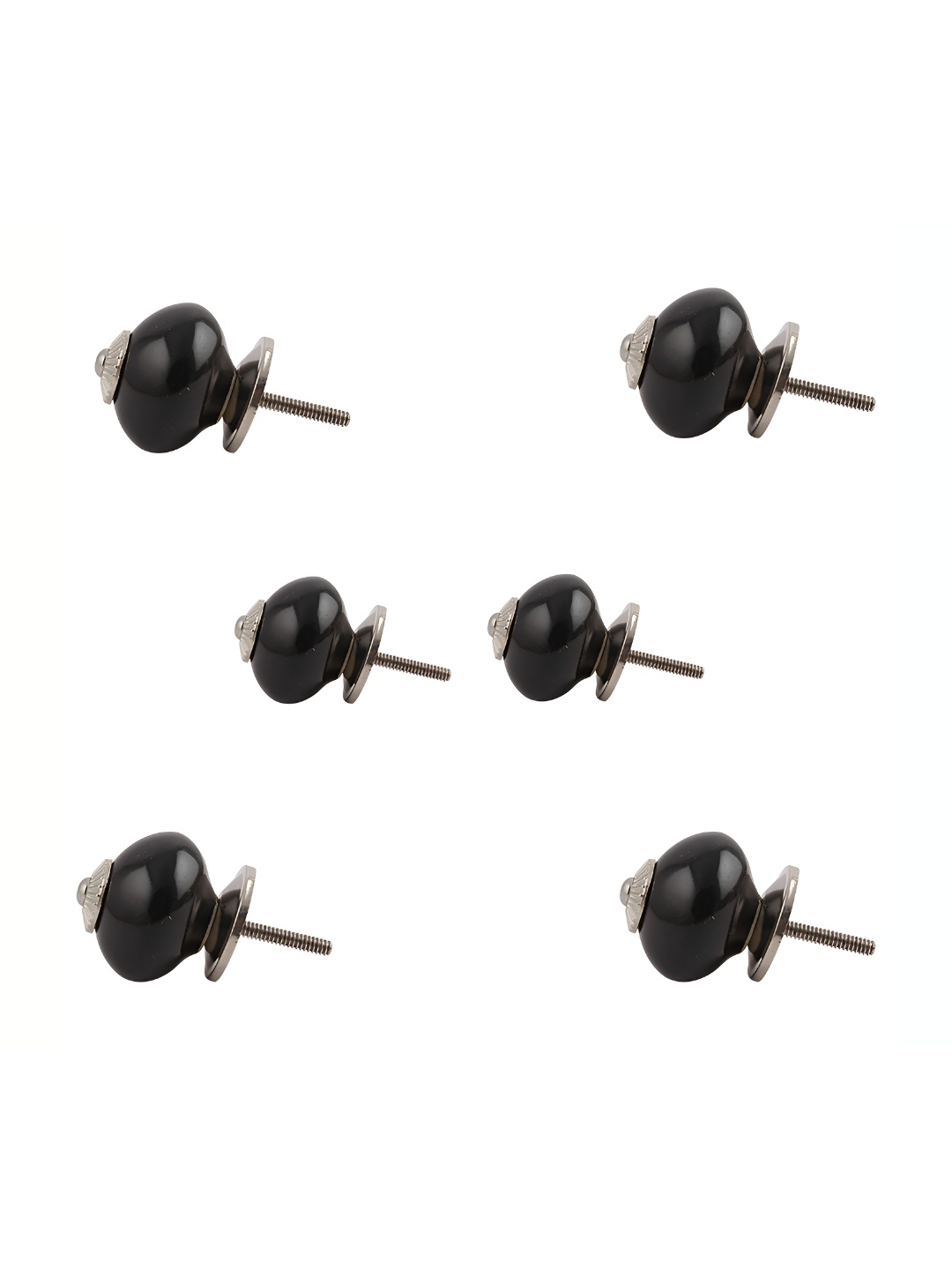 

Indianshelf Black & Silver-Toned 6 Pieces Textured Ceramic Knobs