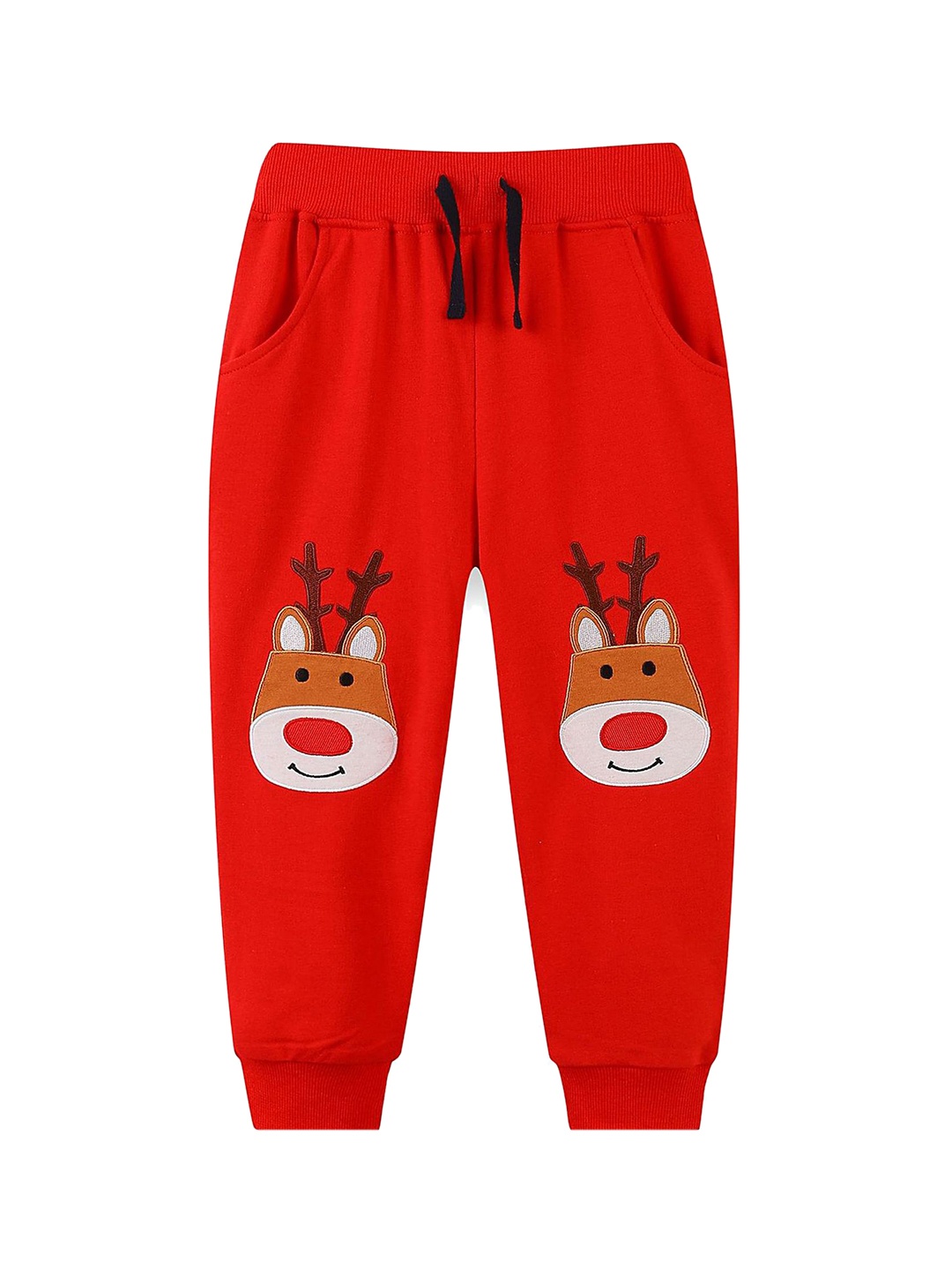 

LULU & SKY Unisex Kids Tapered Fit High-Rise Joggers Trousers, Red