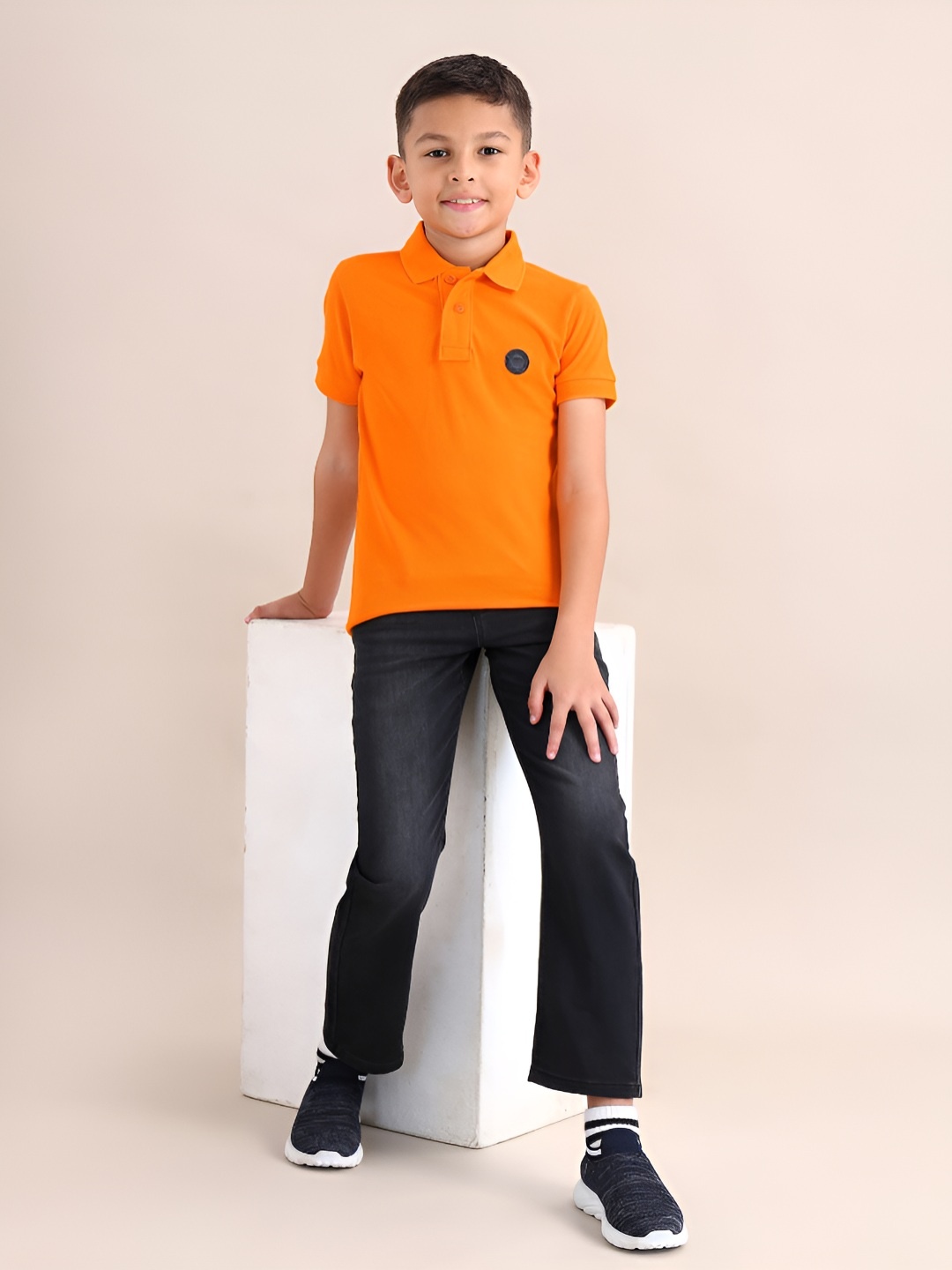 

U.S. Polo Assn. Kids Boys Brand Logo Polo Collar T-shirt, Orange