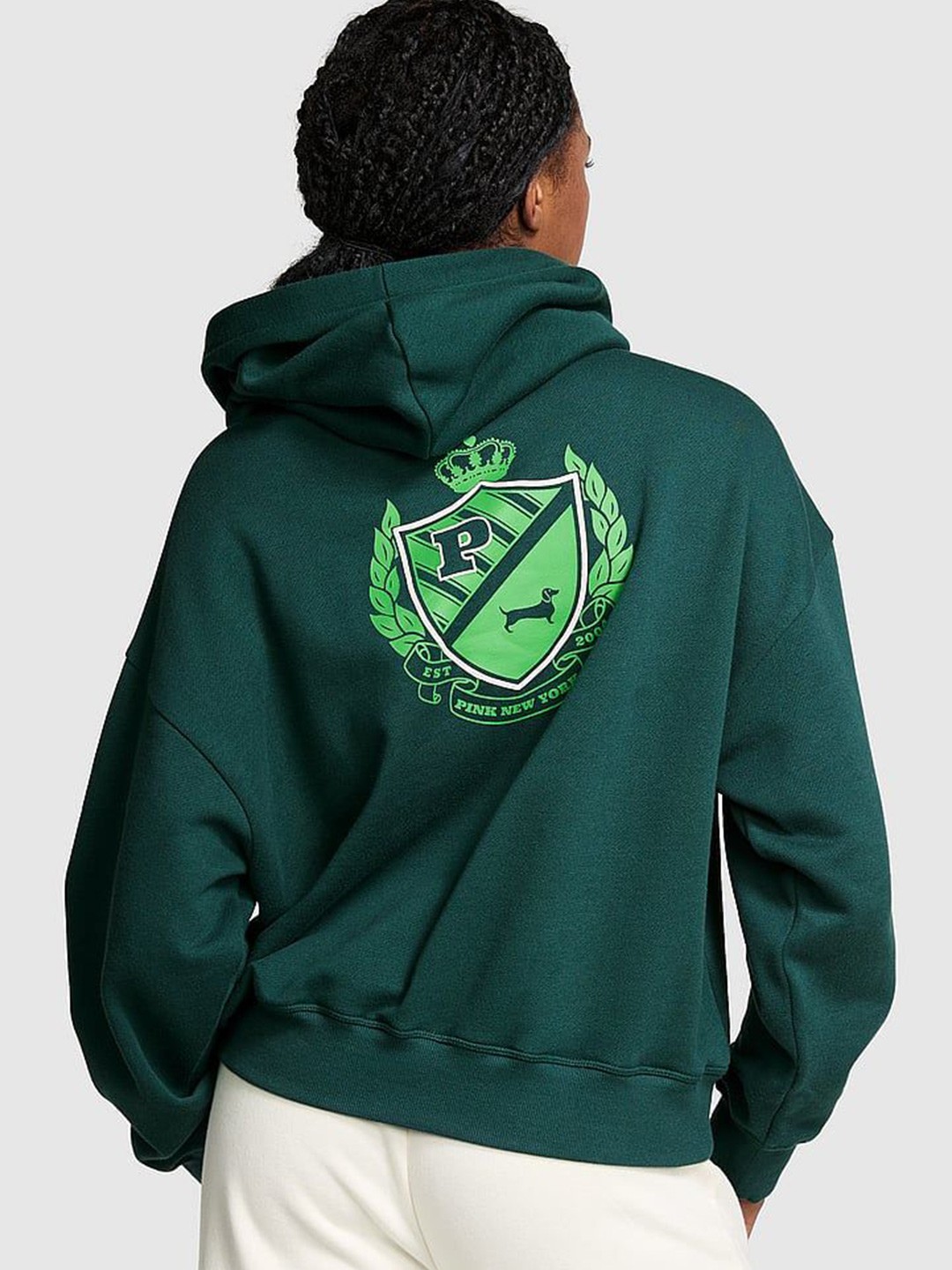 

Victoria's Secret Women Cotton Printed Hooded Sweatshirt, Green