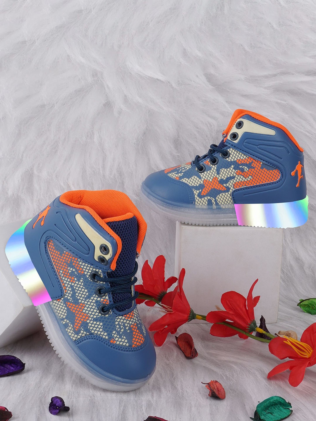 

BAESD Kids - Unisex Colourblocked Led Lighting Stylish Lace-Ups Sneakers, Orange