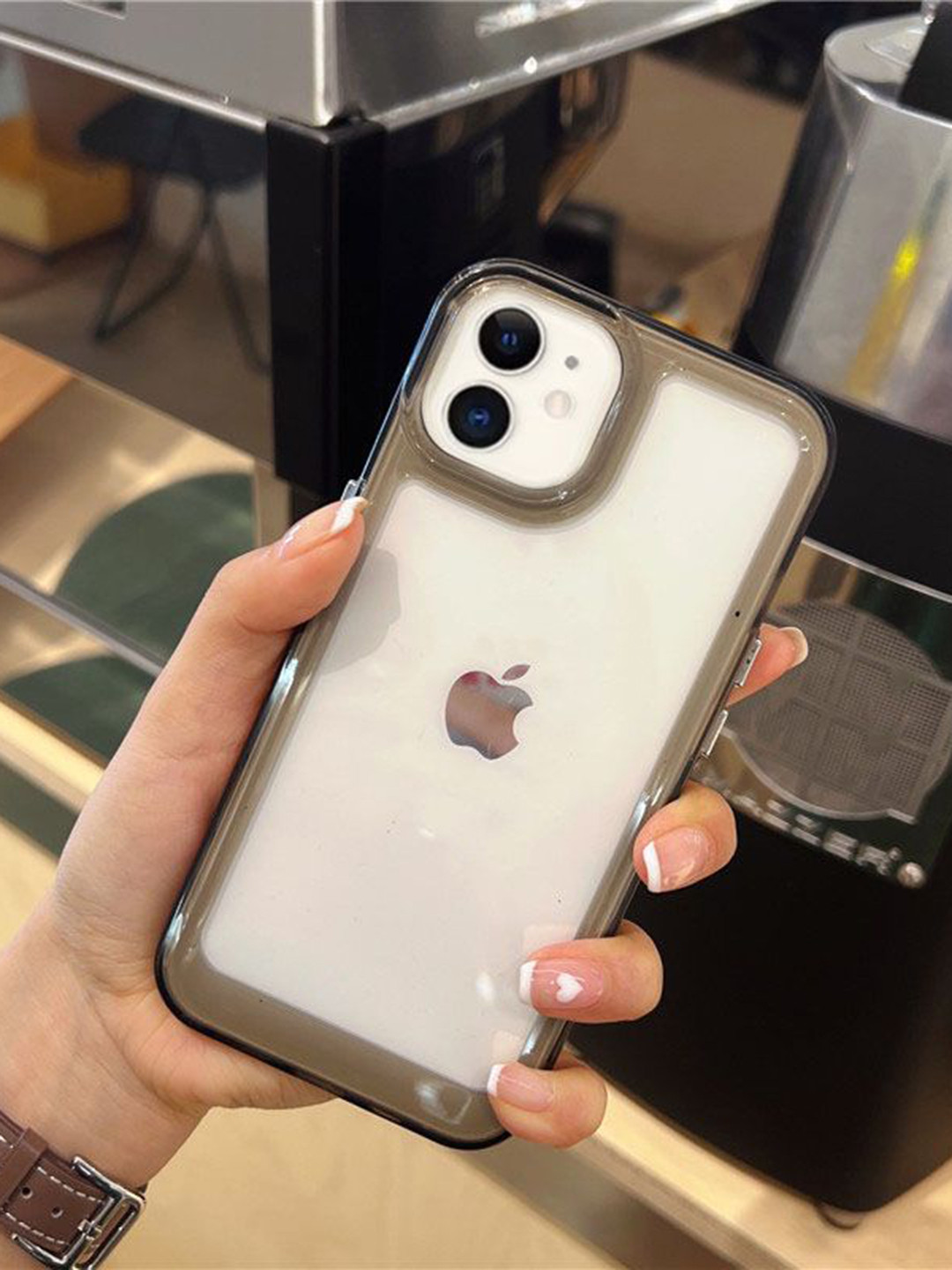 

Luxury Kase Solid Printed iPhone 12 Back Case Mobile Accessories, Grey
