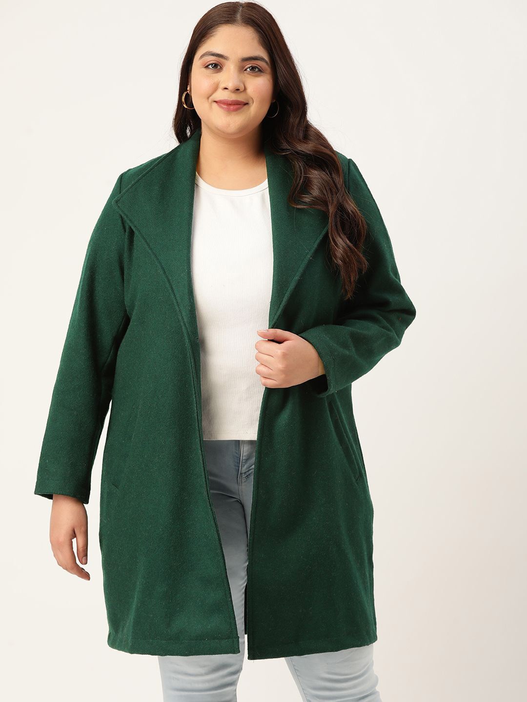 

theRebelinme Women Plus Size Single-Breasted Overcoat, Green