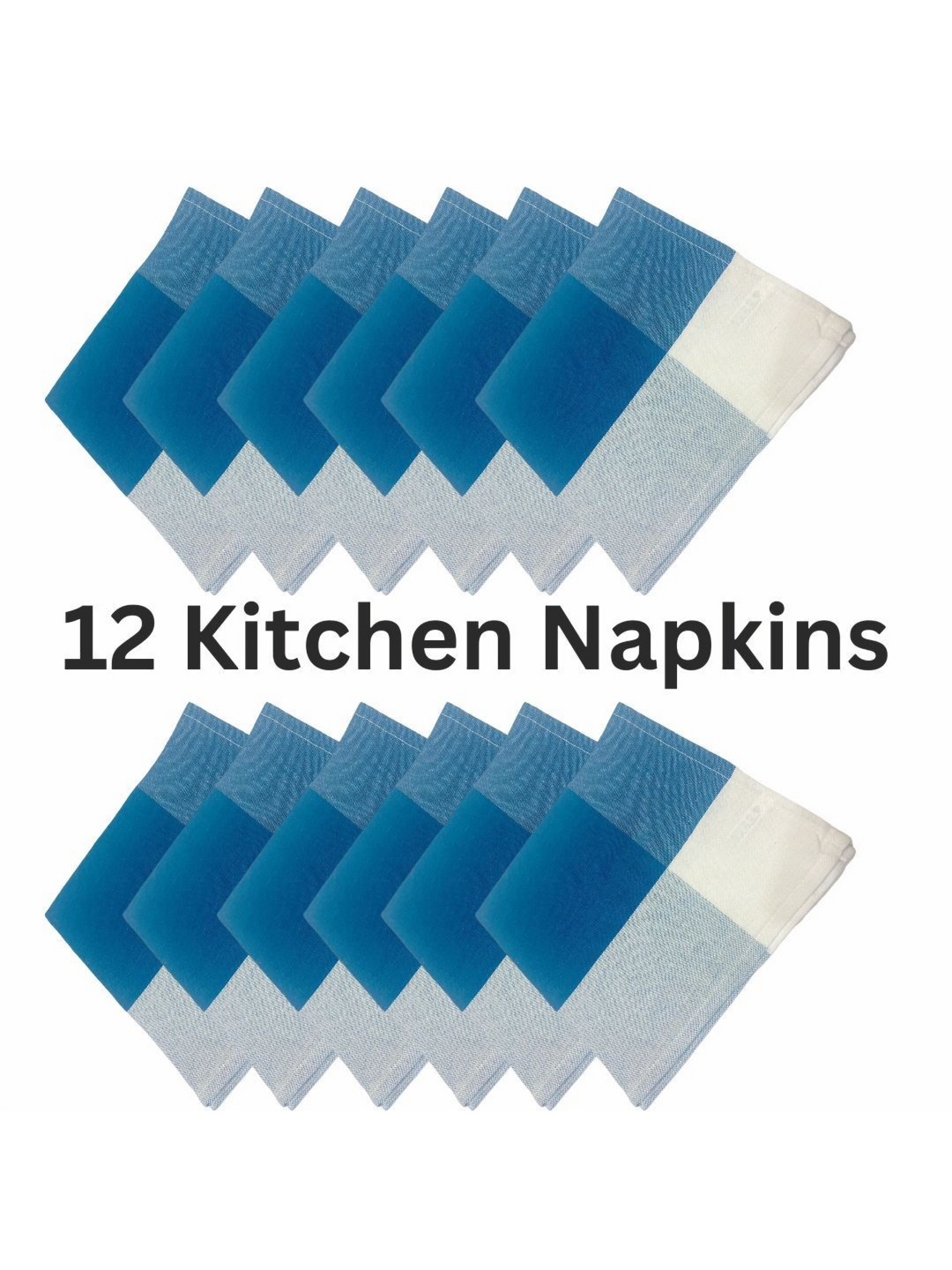 

Lushomes 12-Pcs Blue & White Checked Pure Cotton Kitchen Towels