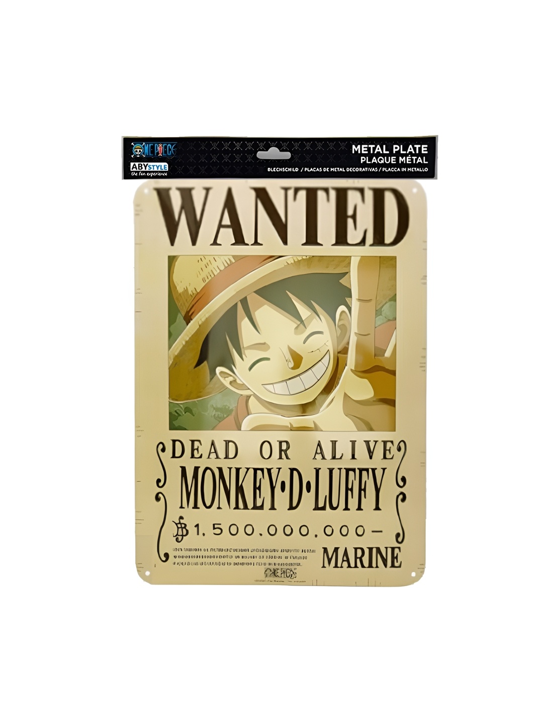 

Entertainment Store Beige One Piece Luffy Wanted New World Metal Wall Plate