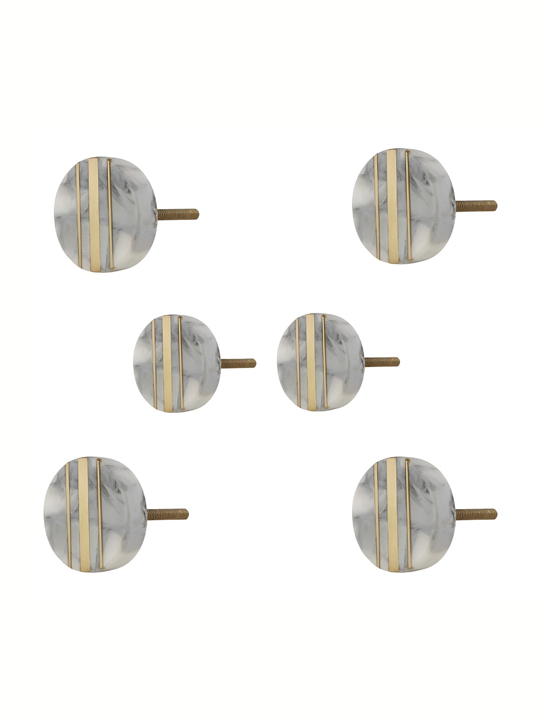 

Indianshelf Grey & White 6 Pieces Striped Stone Round Knobs