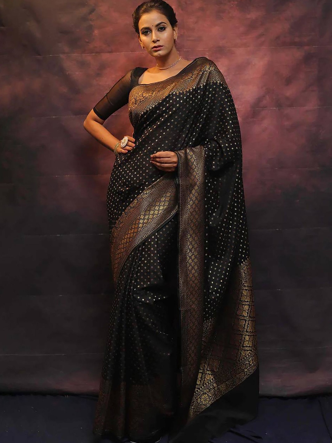 

KALINI Woven Design Designer Banarasi Saree, Black