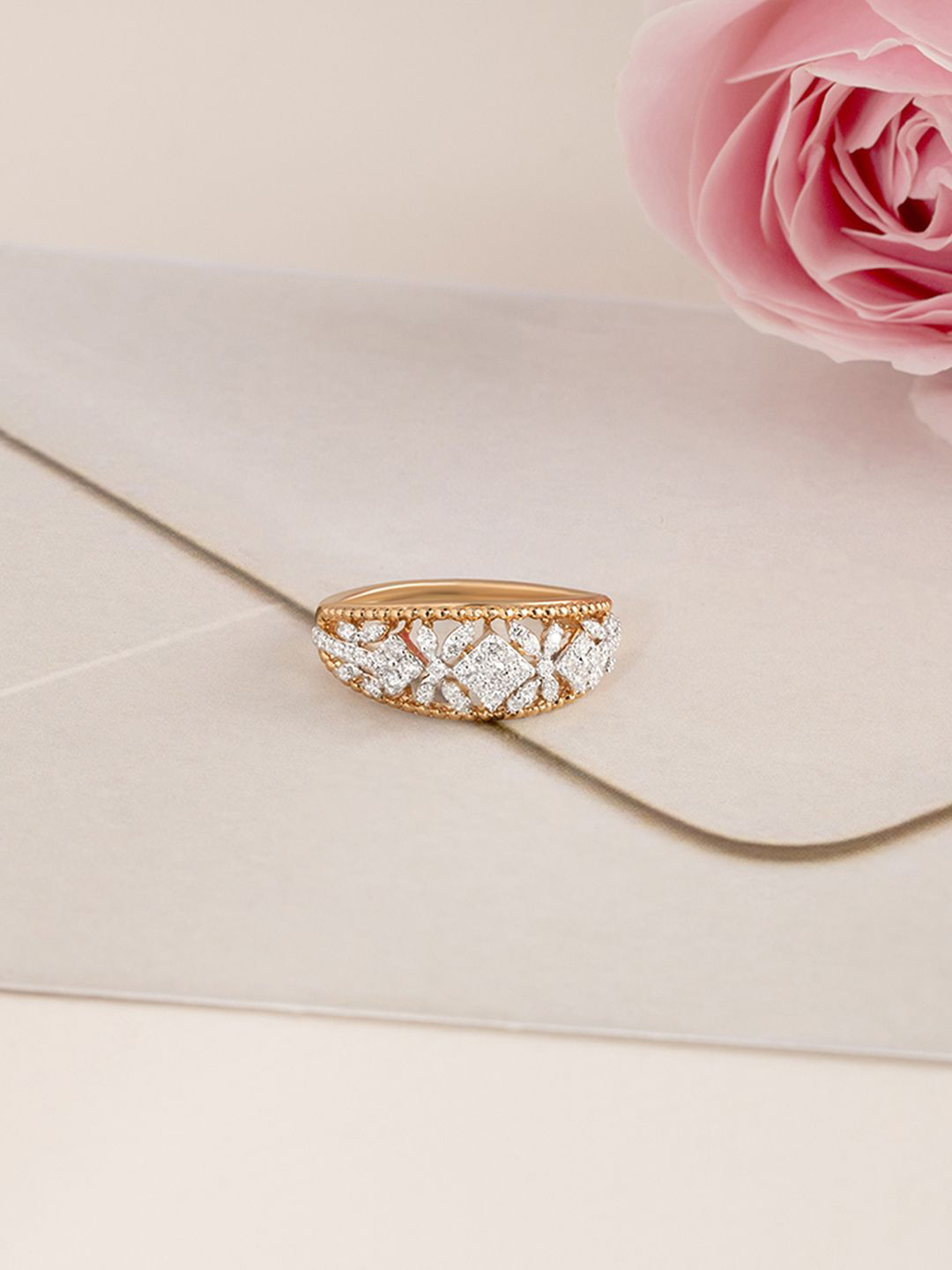 

Mia by Tanishq Women 14KT Everlasting Bond Gold & Diamond Finger Ring Gold 3.12 g, Yellow