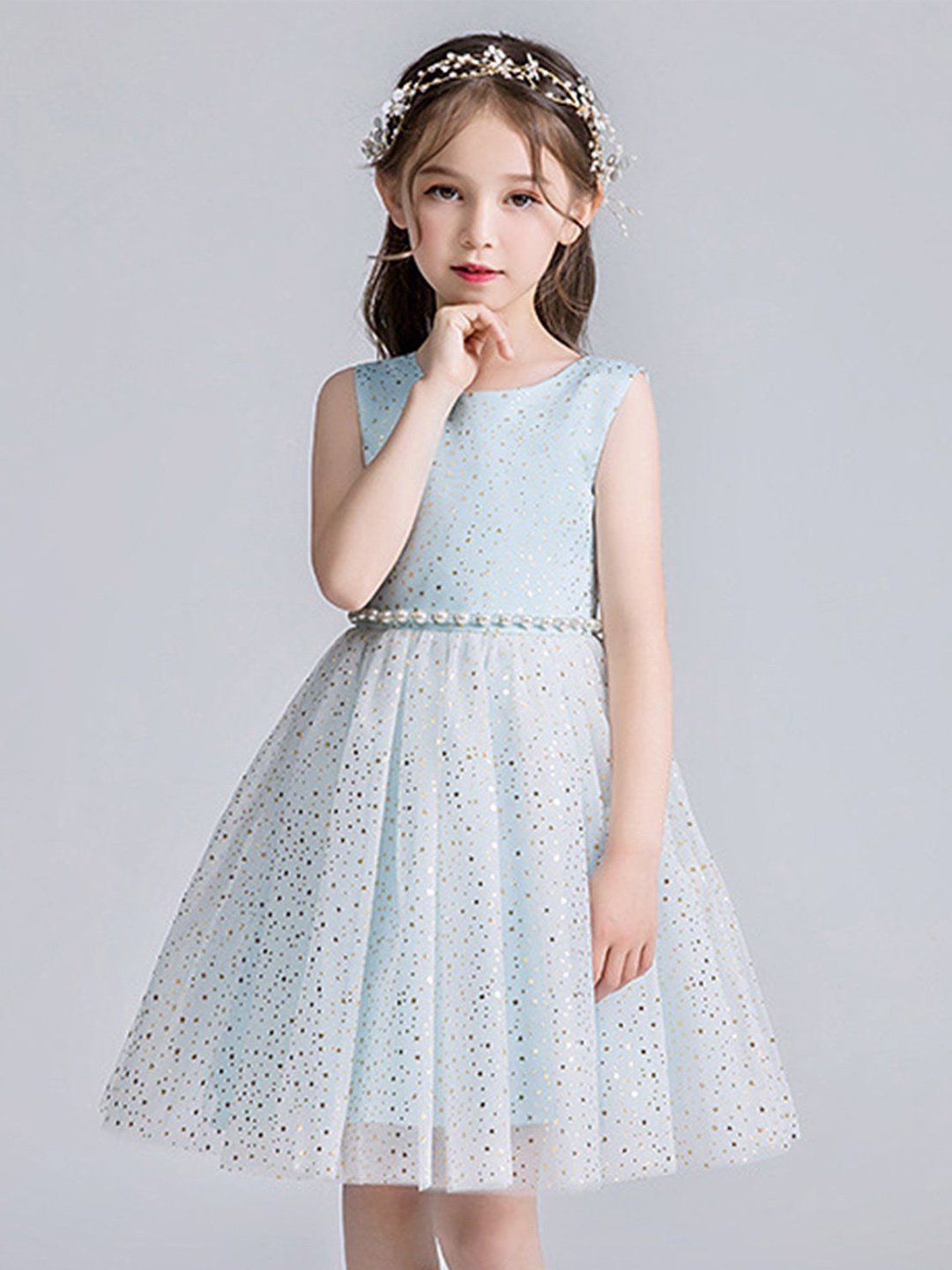 

LULU & SKY Girls Embellished Fit & Flare Dress, Blue