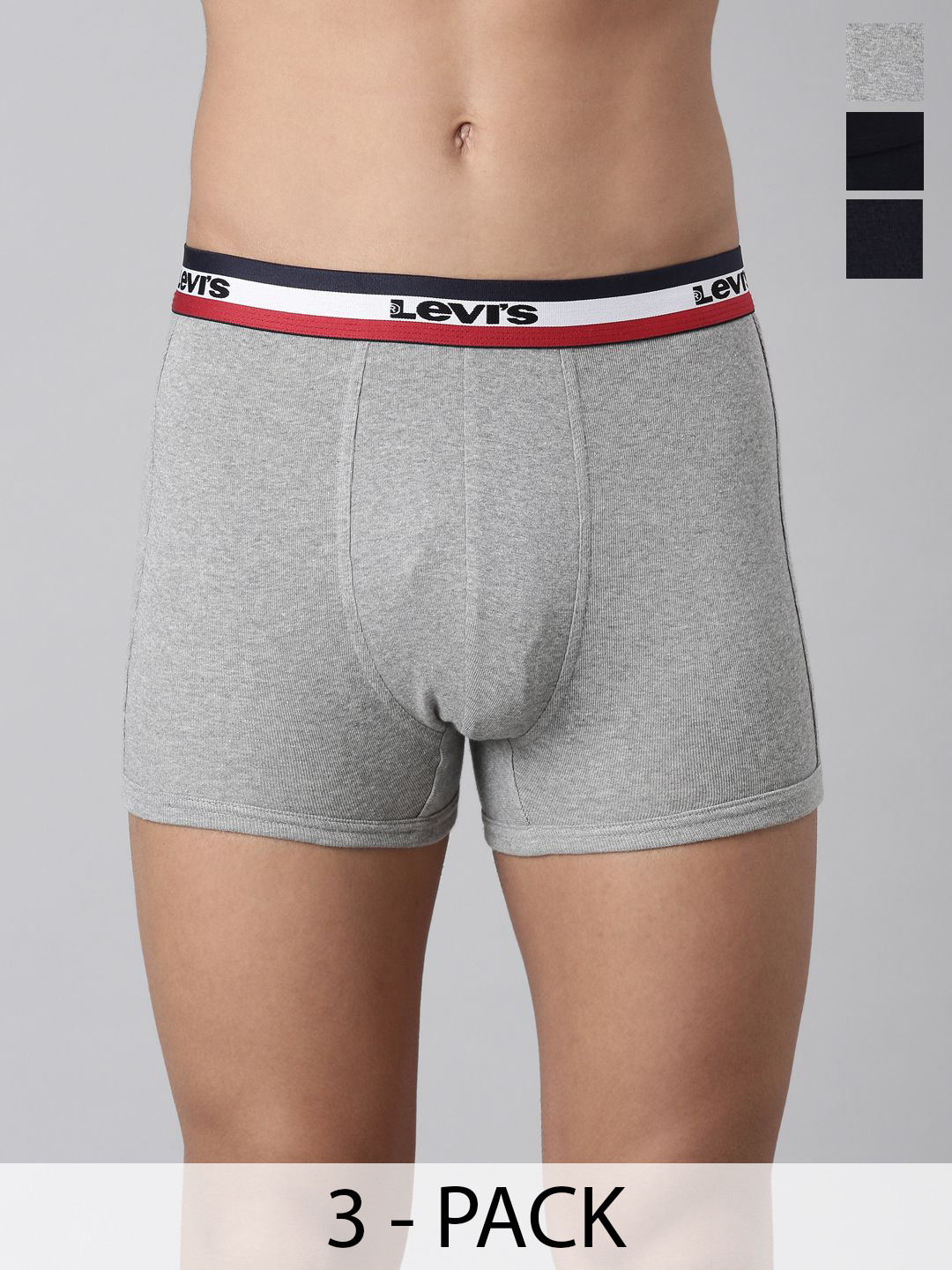 

Levis Men Solid Pack Of 3 Pure Cotton Super Soft Double Layered Contoured Pouch Trunk, Blue