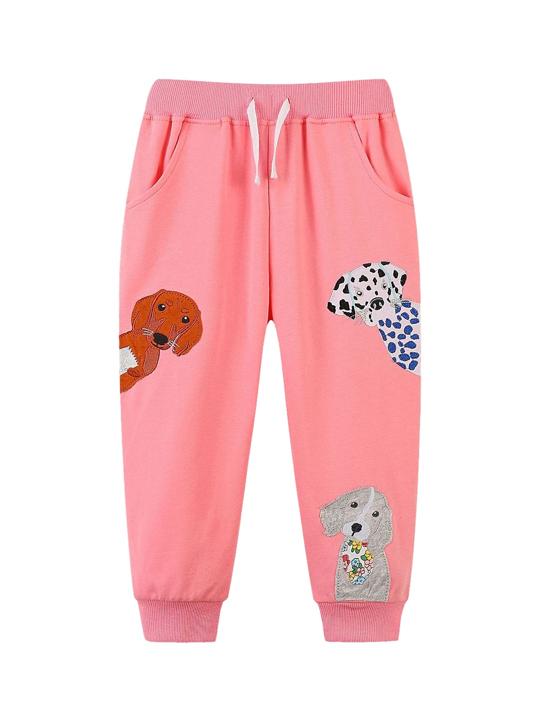 

LULU & SKY Girls Printed Tapered Fit High-Rise Joggers Trousers, Pink
