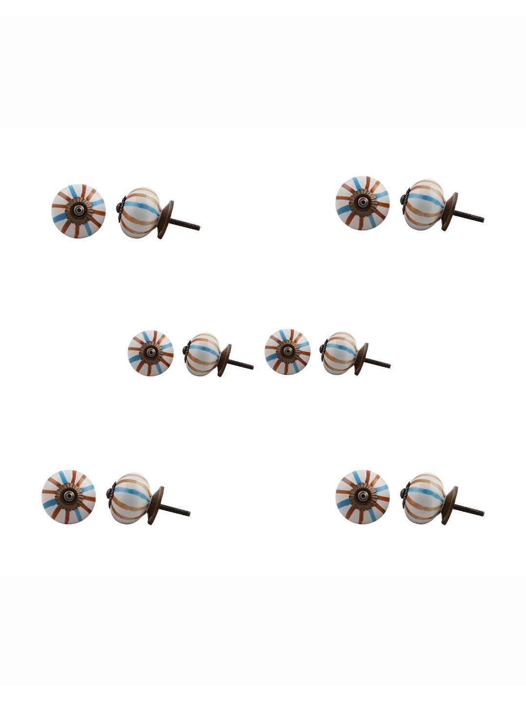 

Indianshelf 6-Pcs Brown & White Printed Ceramic Knobs