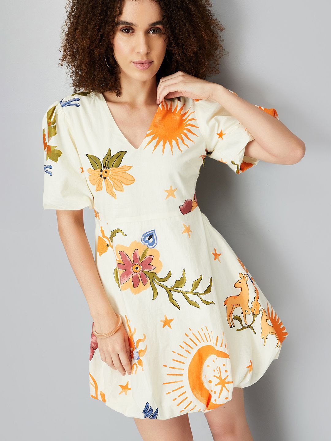 

max Floral Print A-Line Dress, Off white