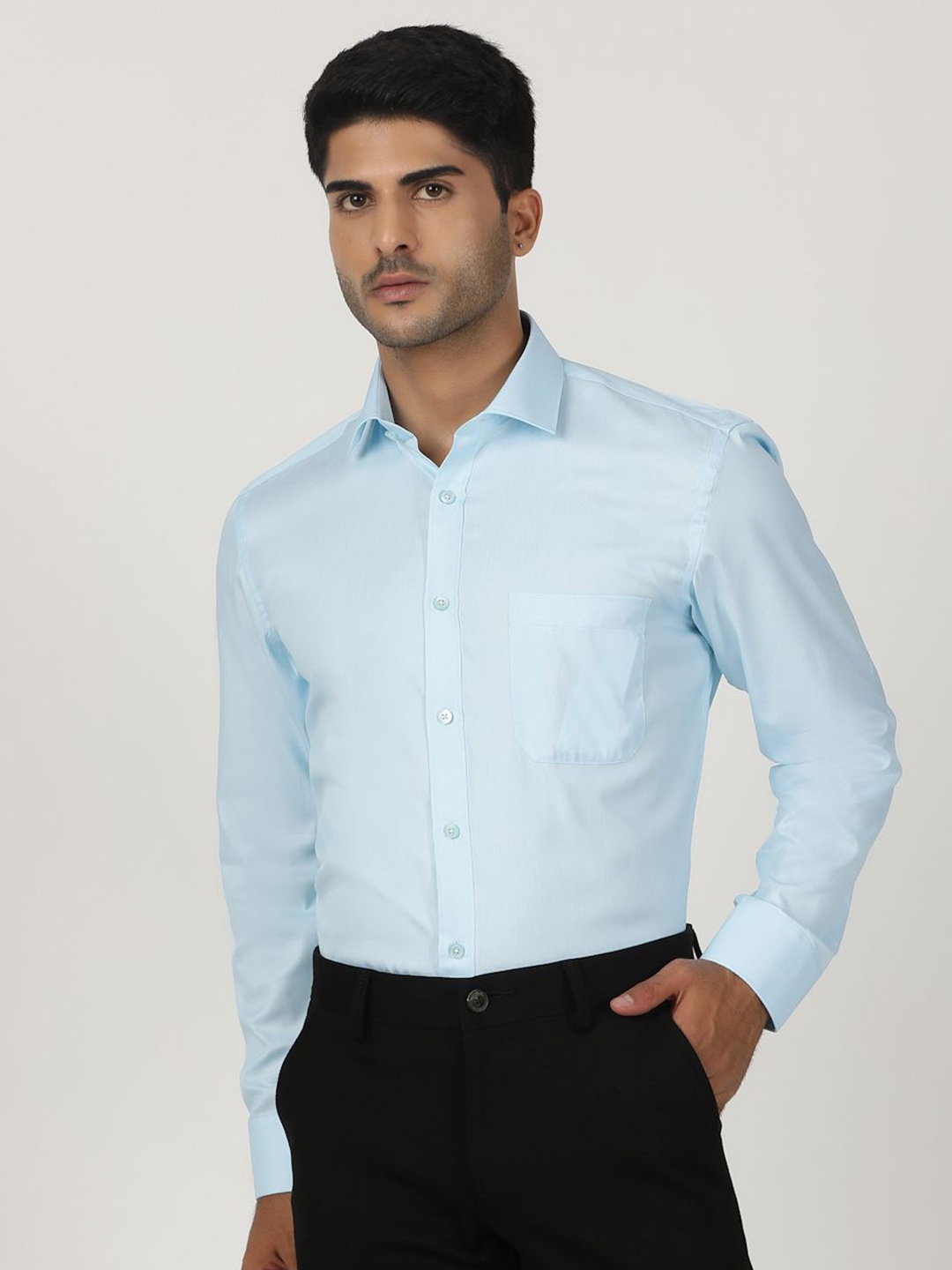 

Greenfibre Men Slim Fit Opaque Formal Shirt, Blue