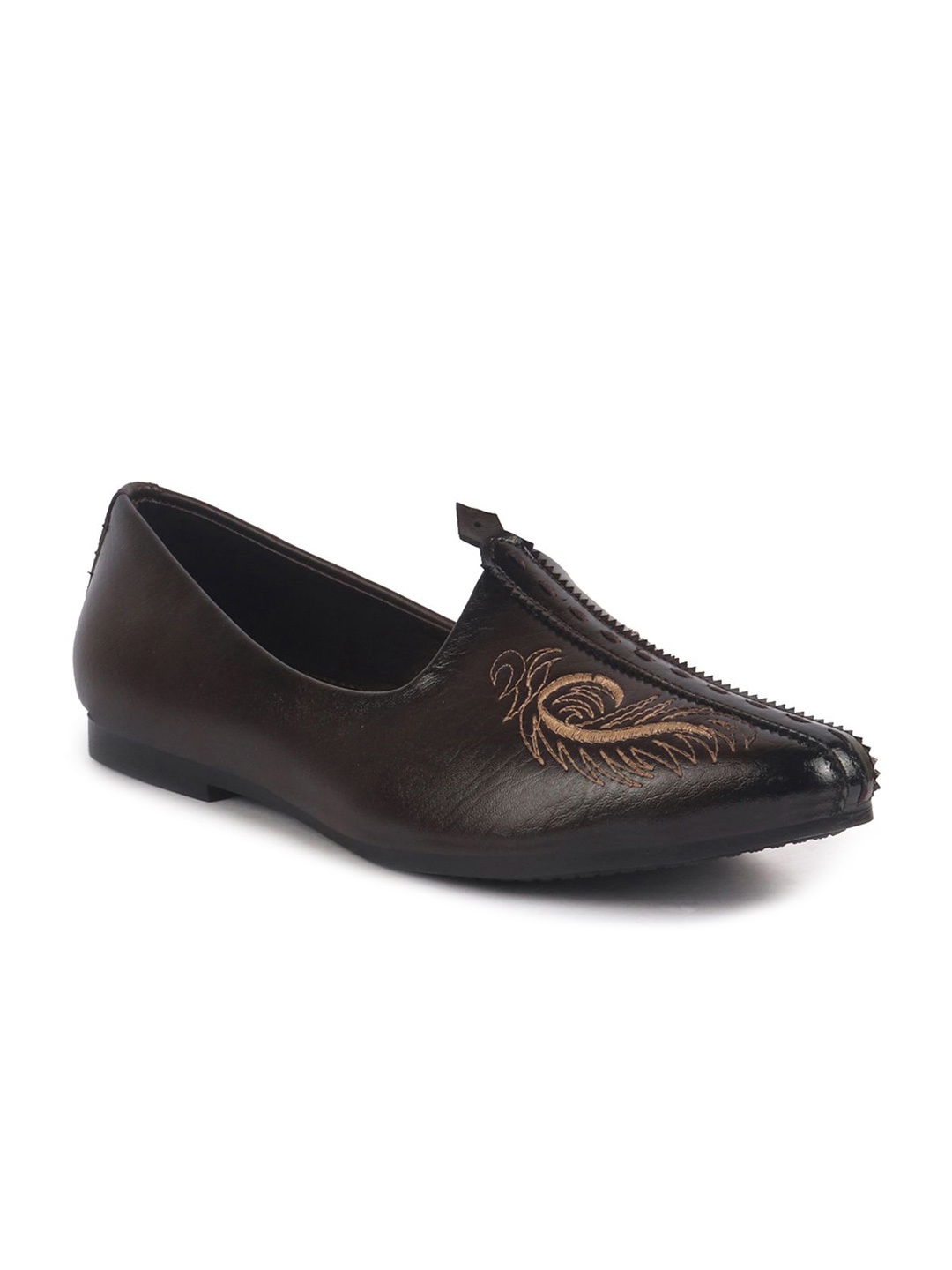 

FAUSTO Men Woven Design Pu Lightweight Mojaris, Brown