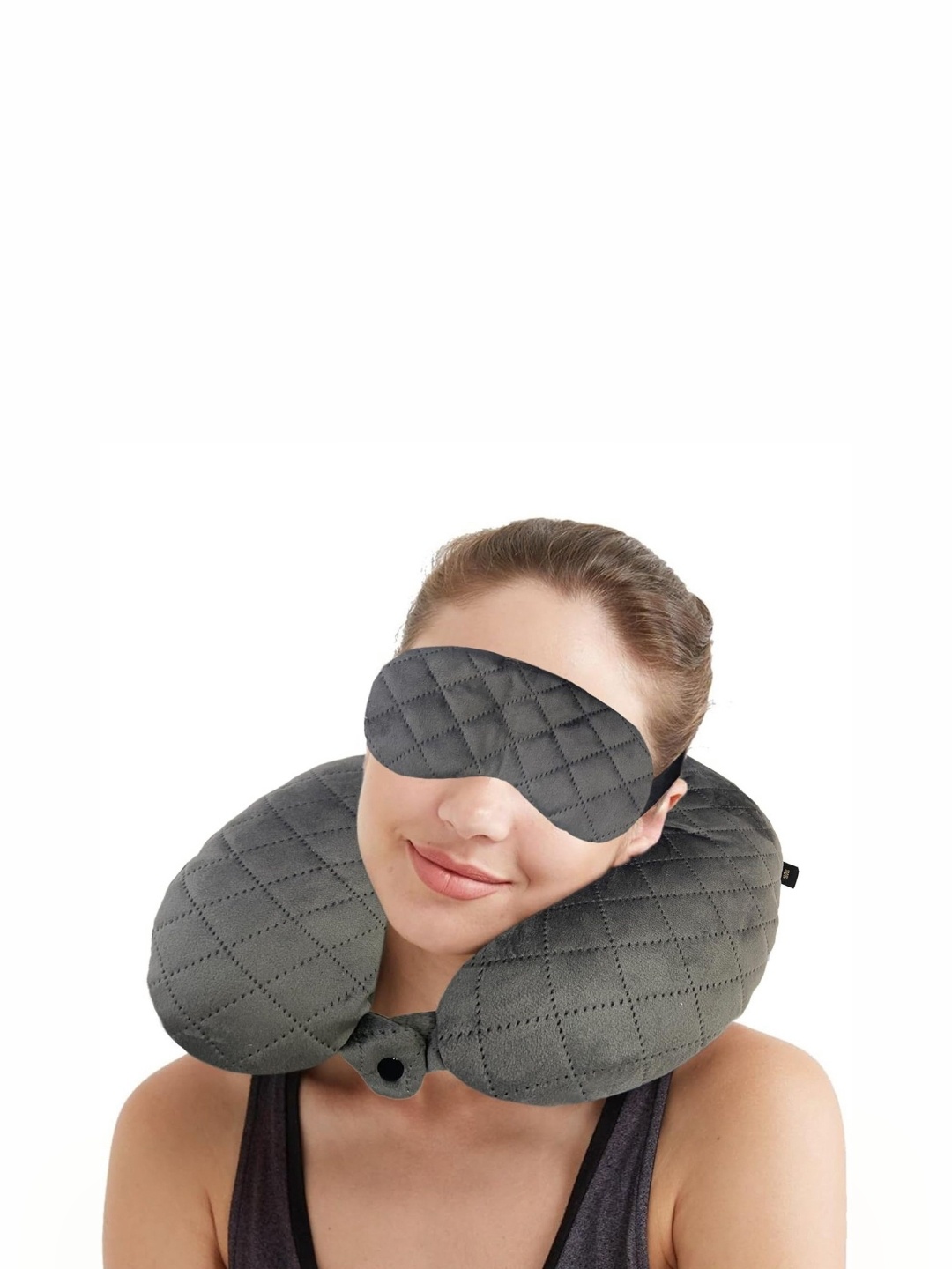 

Lushomes Grey Set of 2 Faux Velvet Travel Pillow